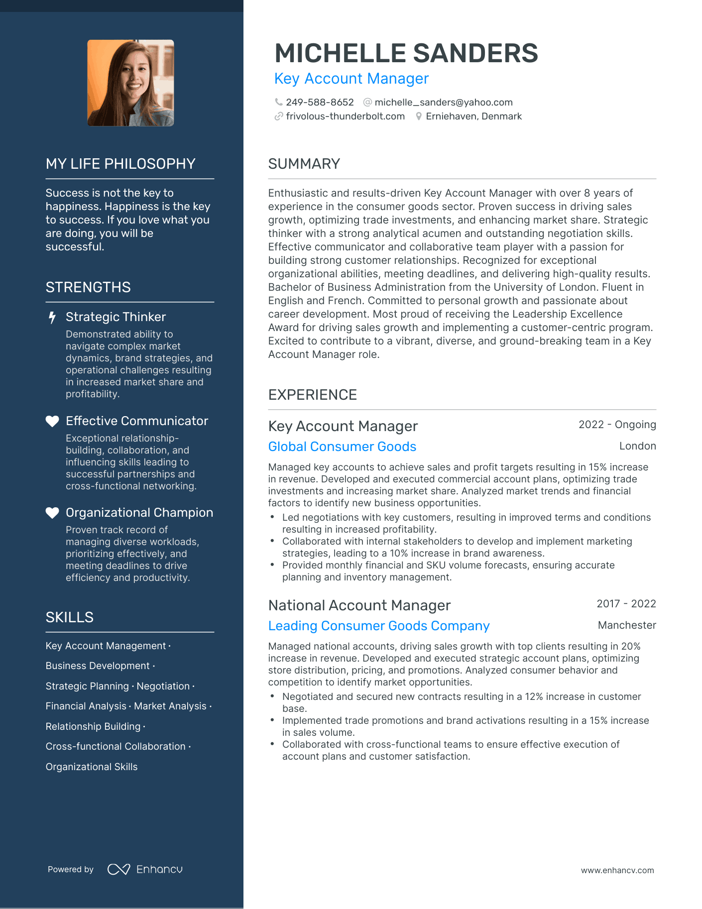 Creative Key Account Manager Resume Example