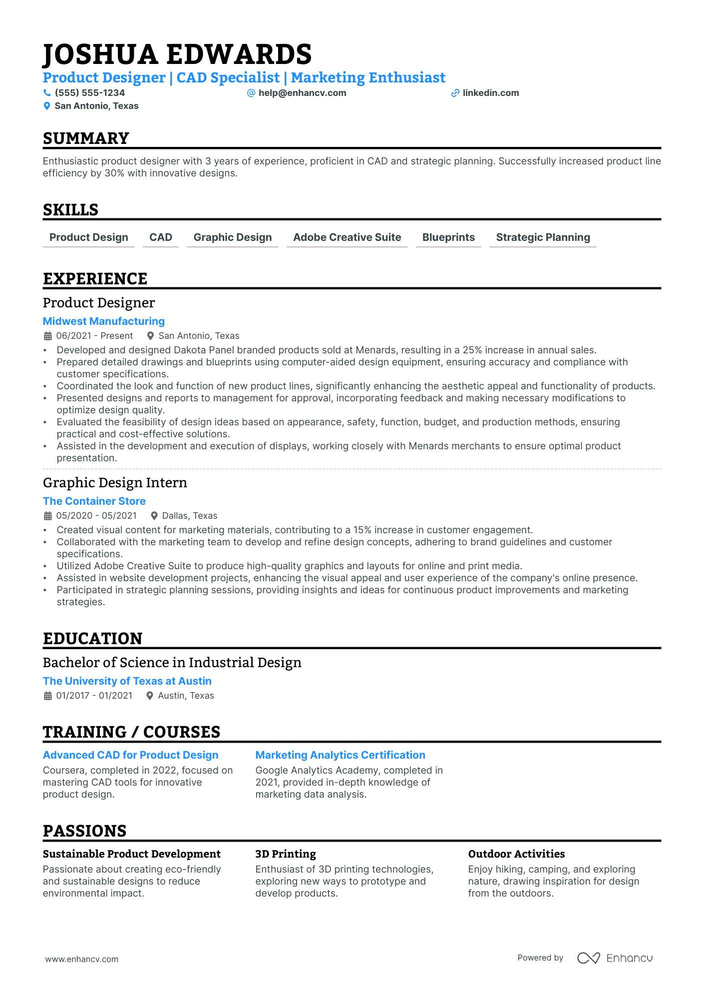 Product Graphic Designer resume example