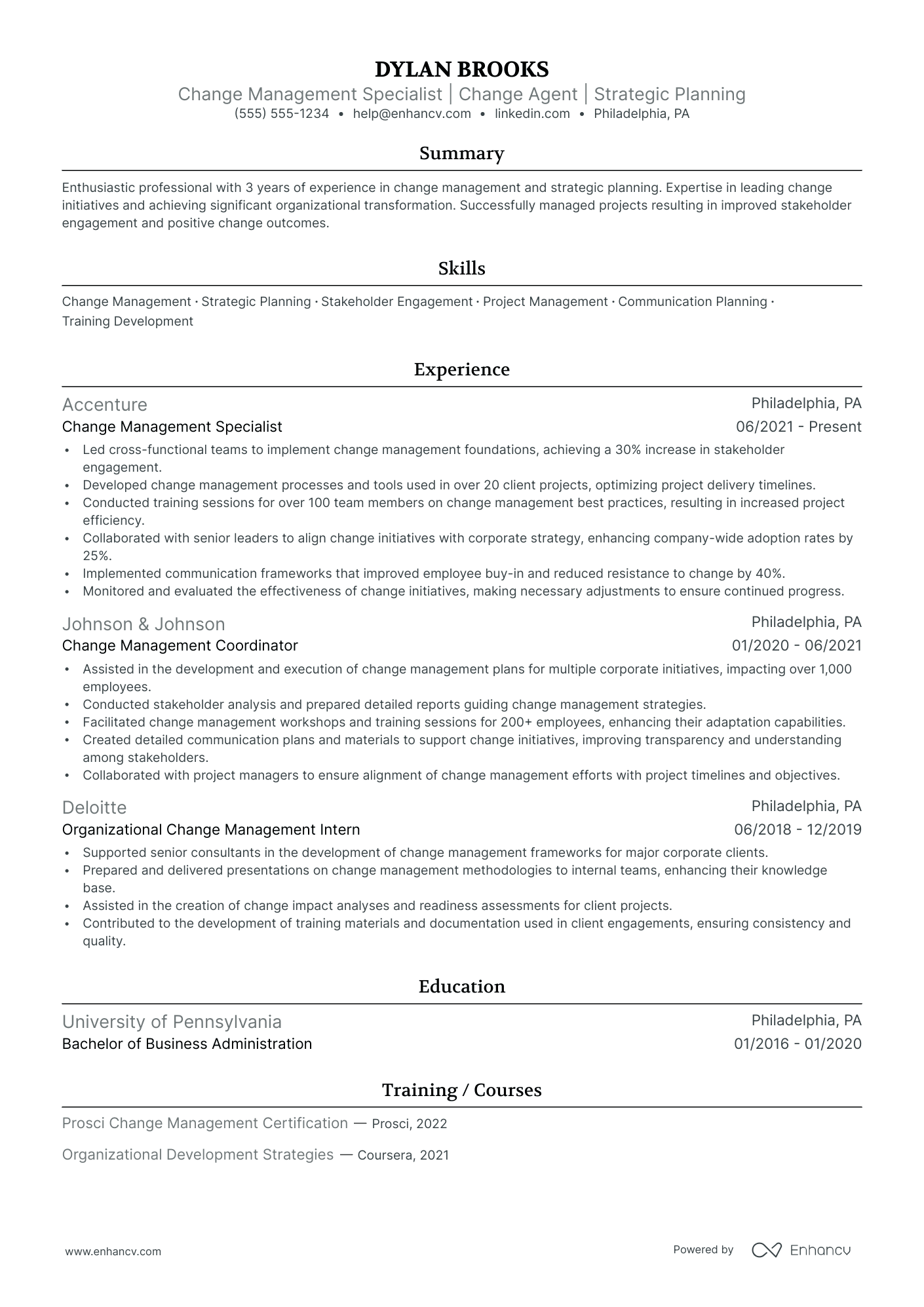 Director of Change Management resume example