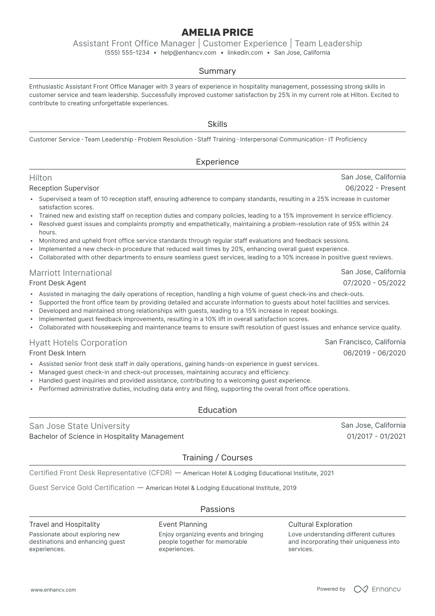 Front Office Assistant resume example