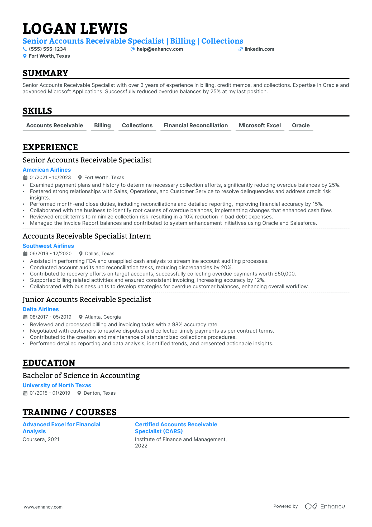 Accounts Receivable Administrator resume example