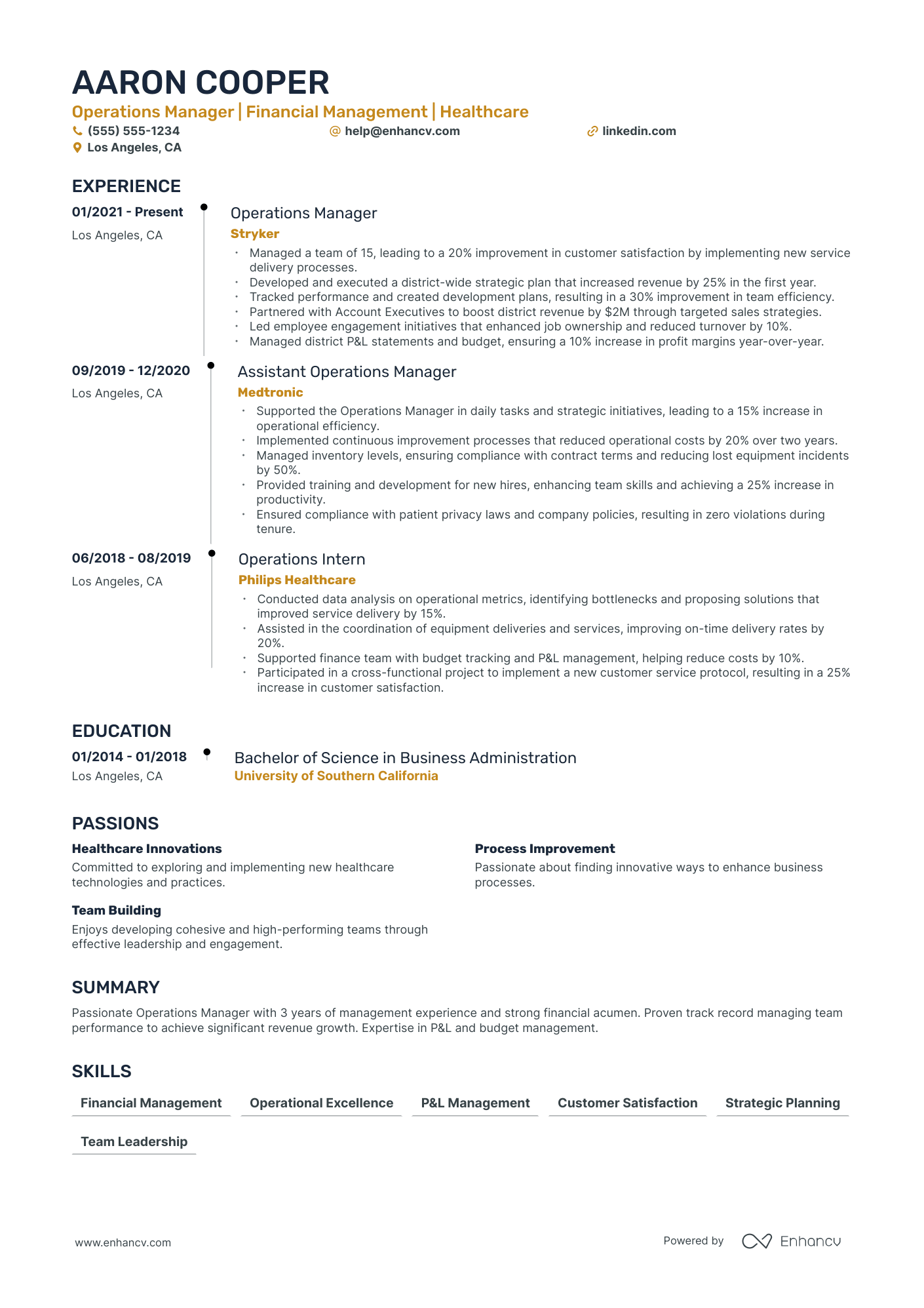 People Operations Manager resume example