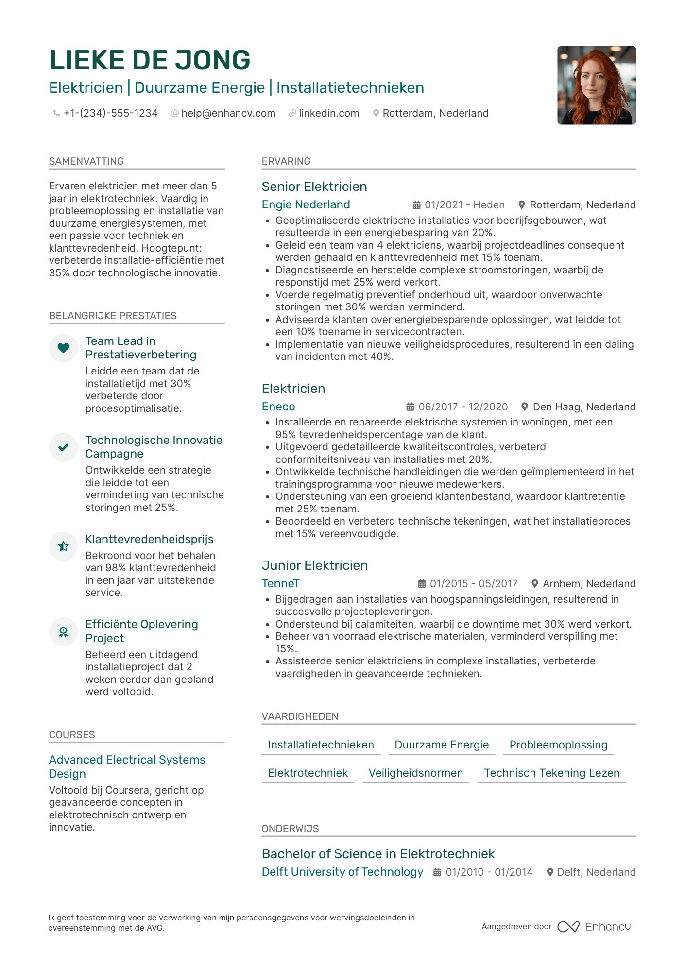 Elektricien CV