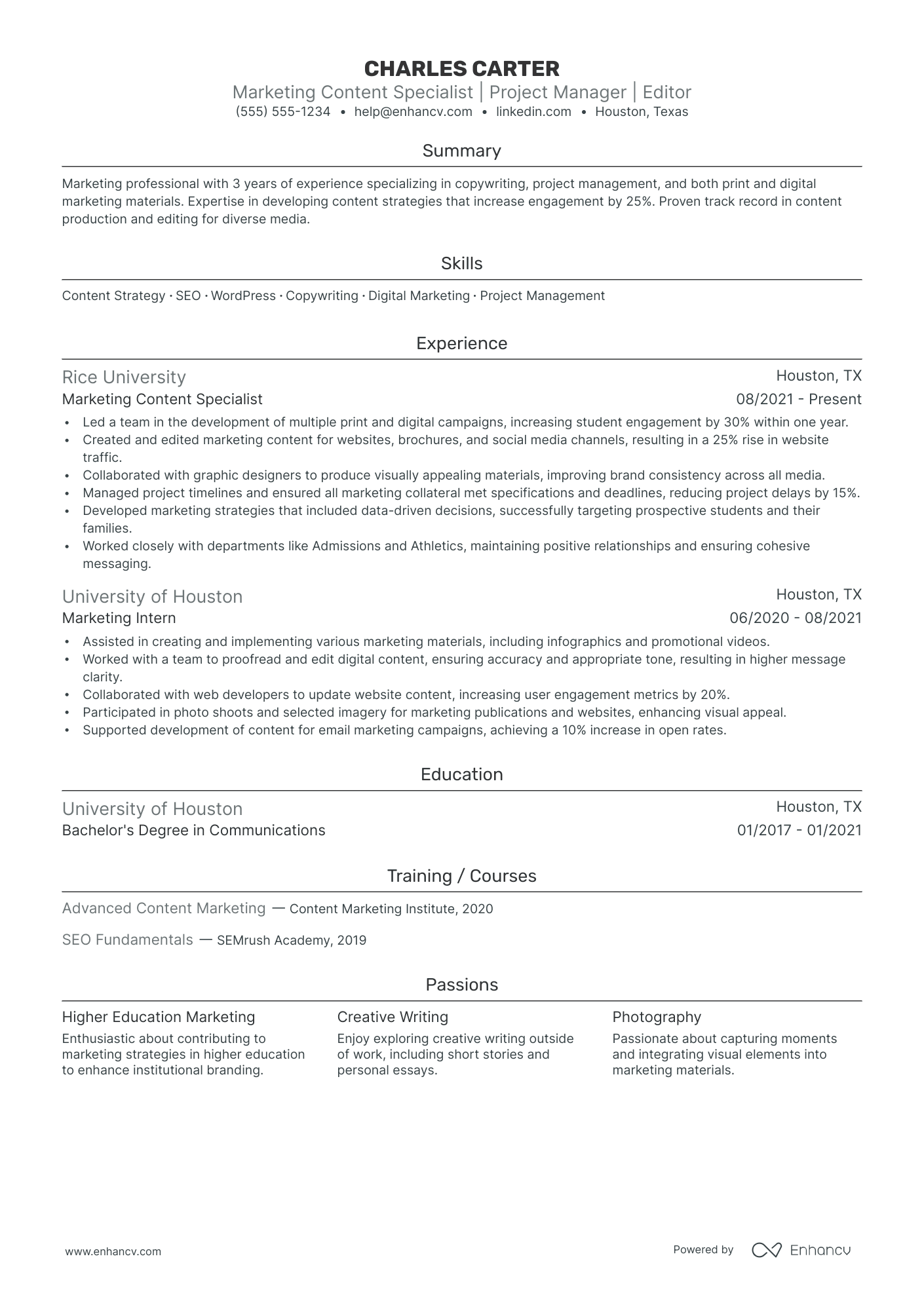 Marketing Project Manager  Resume Example Resume Example