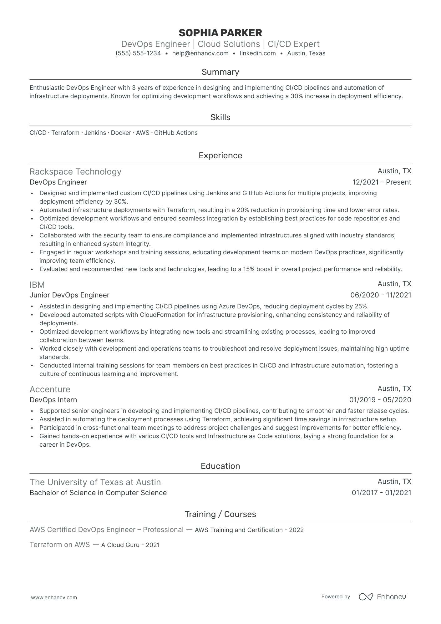 DevOps Engineer resume example