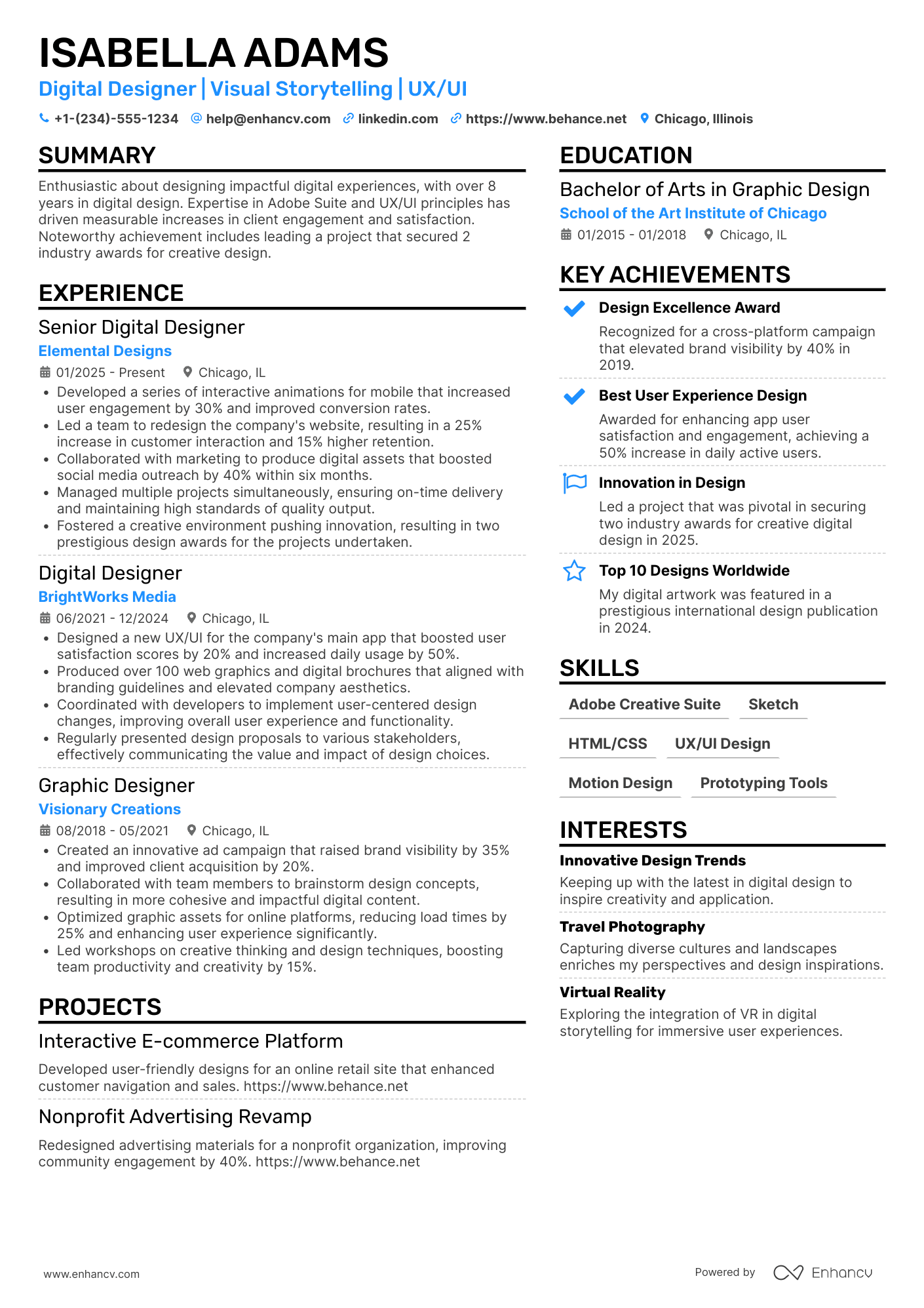 Digital Designer resume example