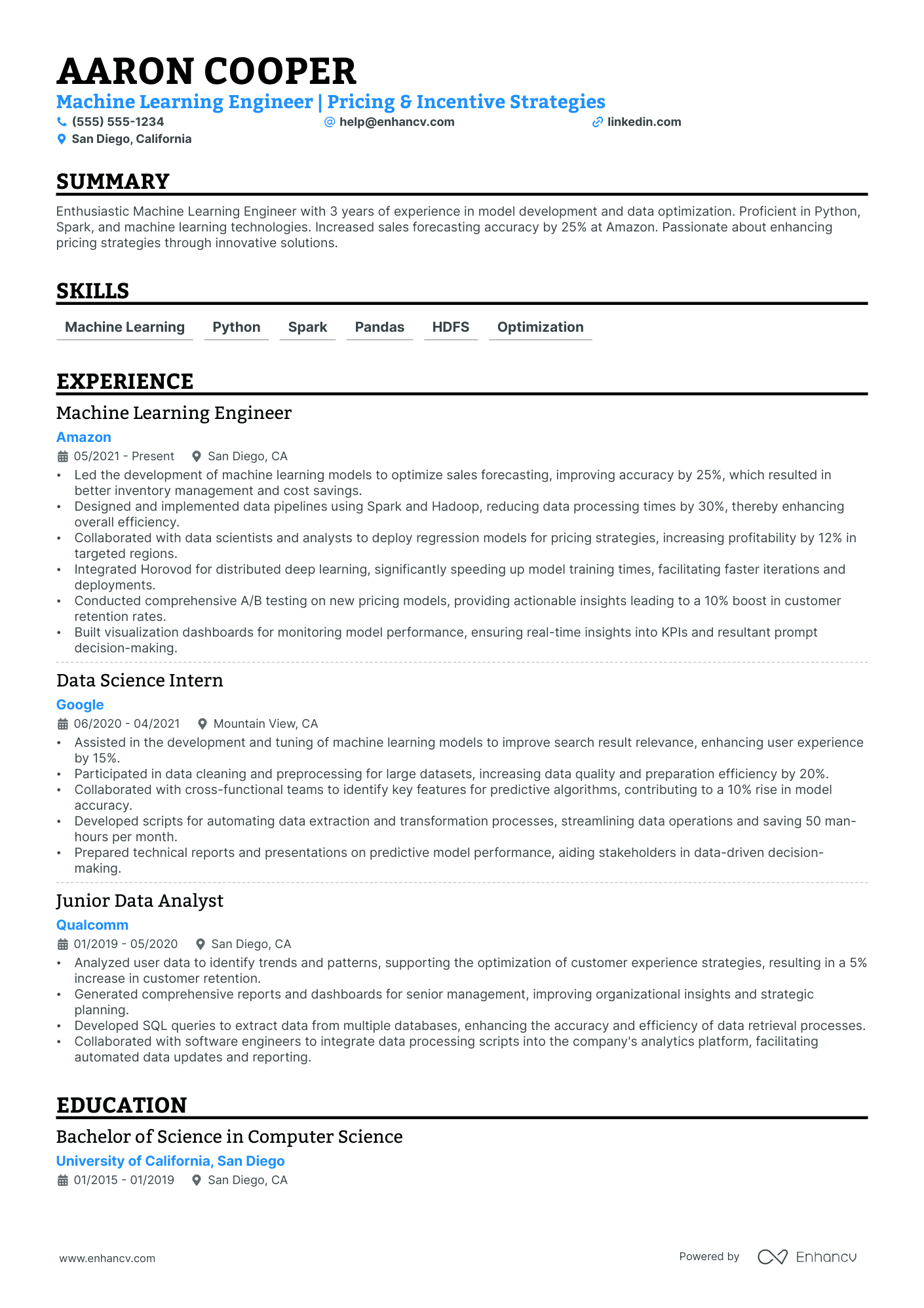 Senior Machine Learning Engineer resume example