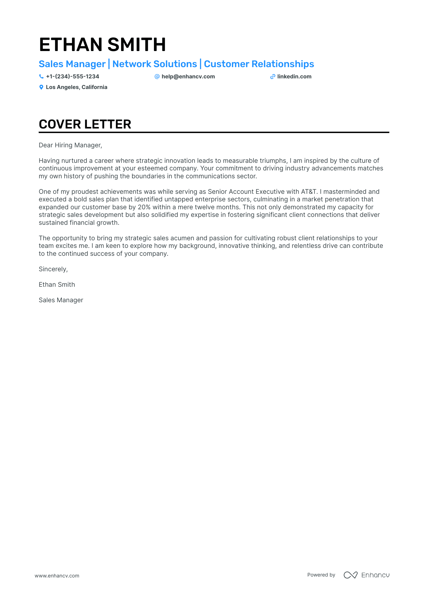 Key Account Manager cover letter