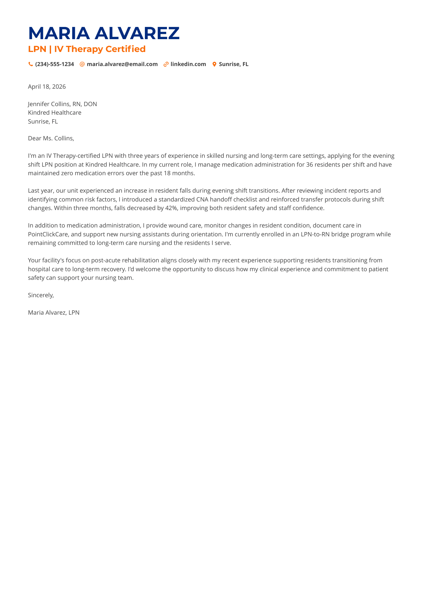 LPN cover letter
