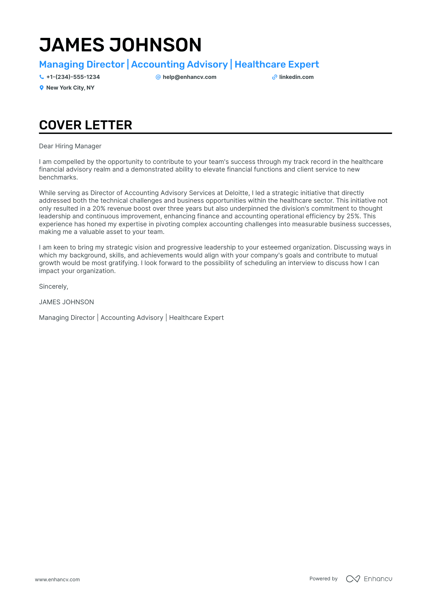 Managing Director cover letter