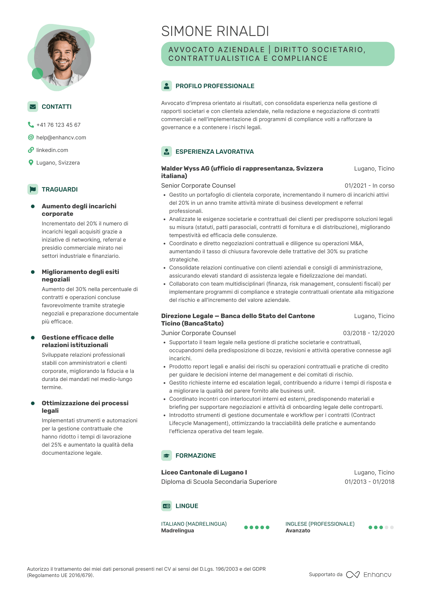 Contemporaneo — Modelli di CV gratuiti