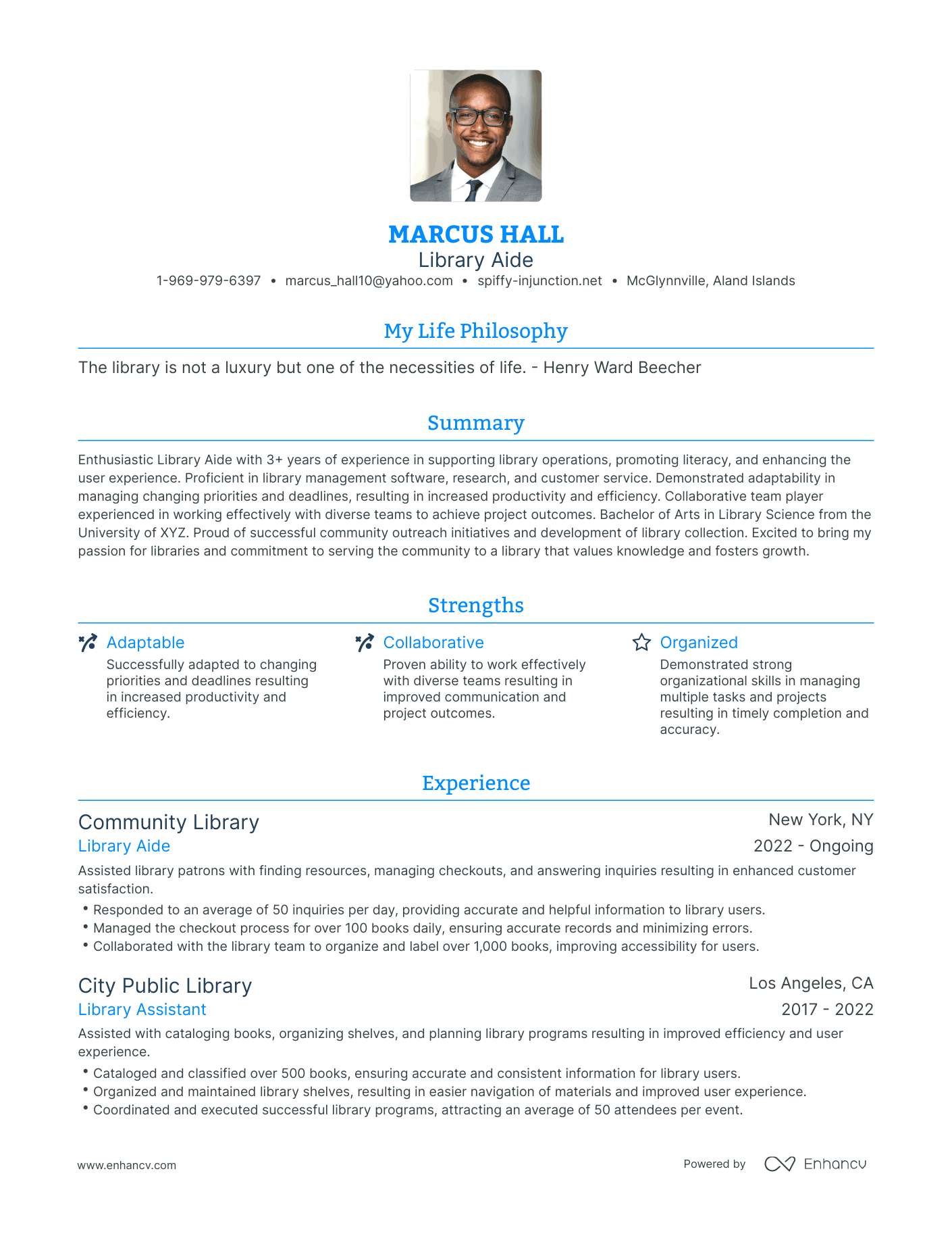 Modern Library Aide Resume Example