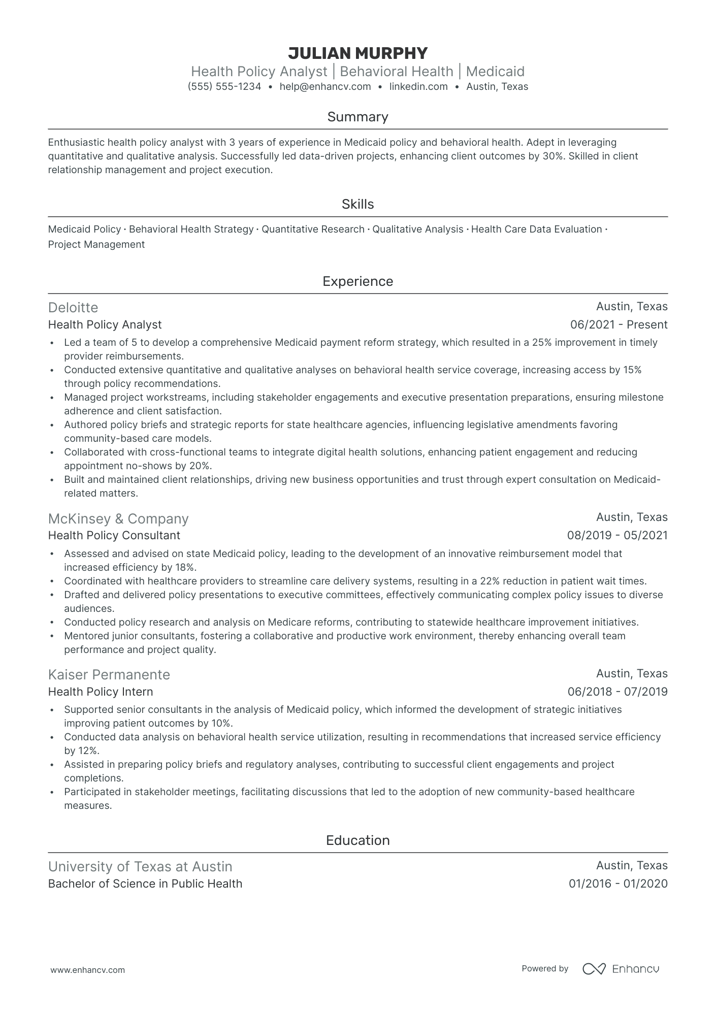 Senior Funding Manager resume example