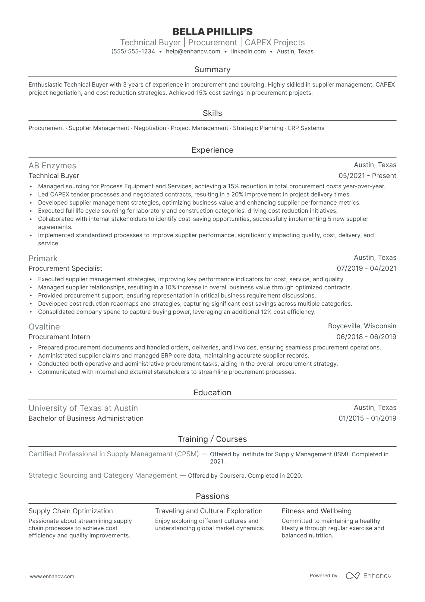 Technical Buyer resume example