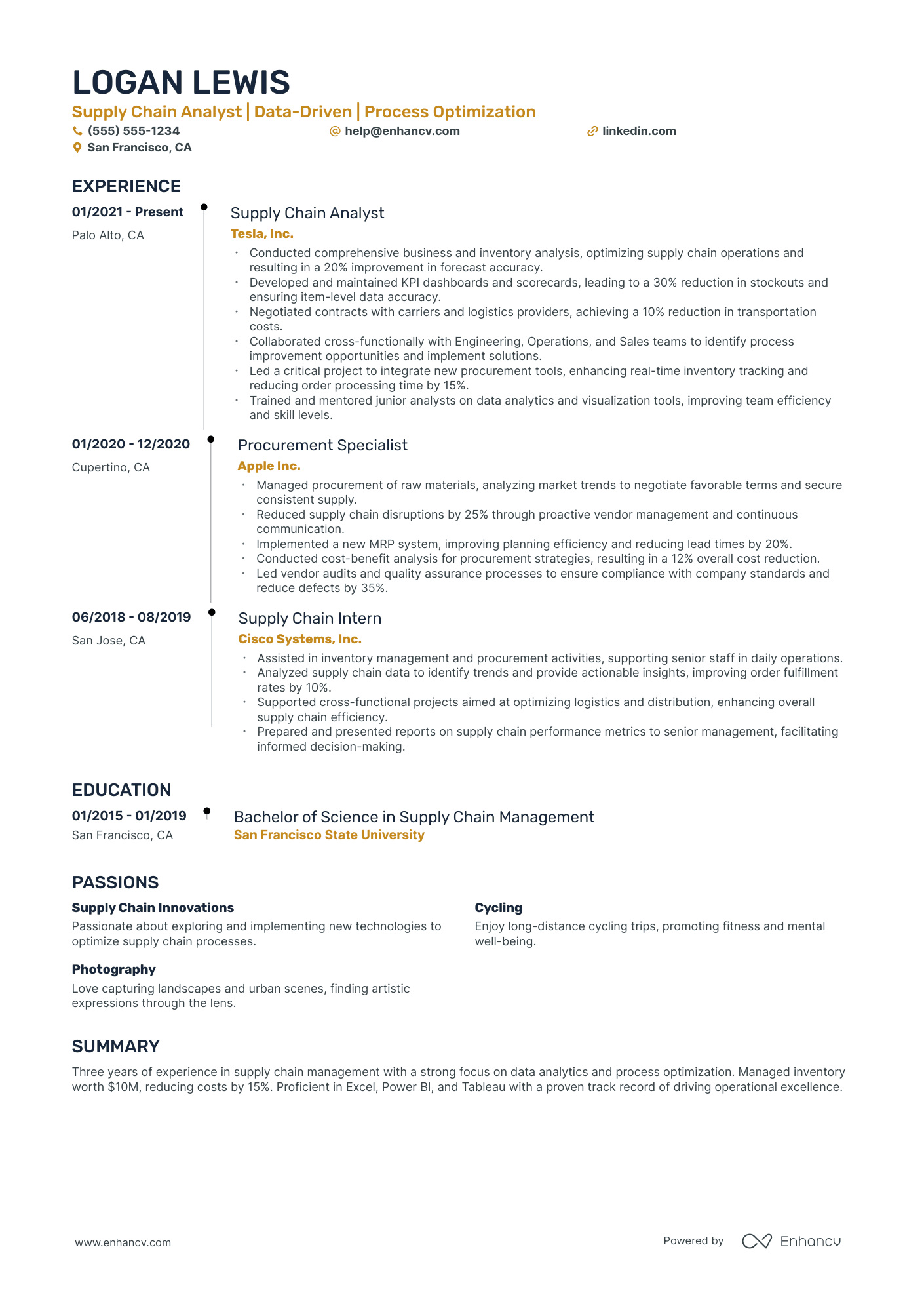 Supply Chain and Logistics Manager Resume Example Resume Example