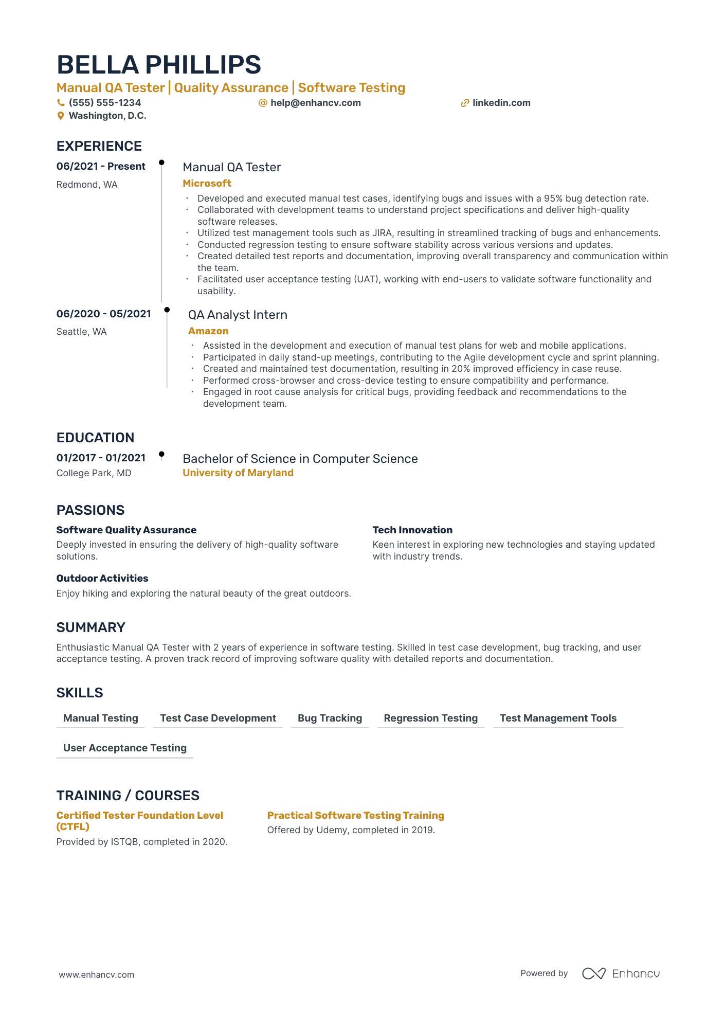 Manual Tester resume example