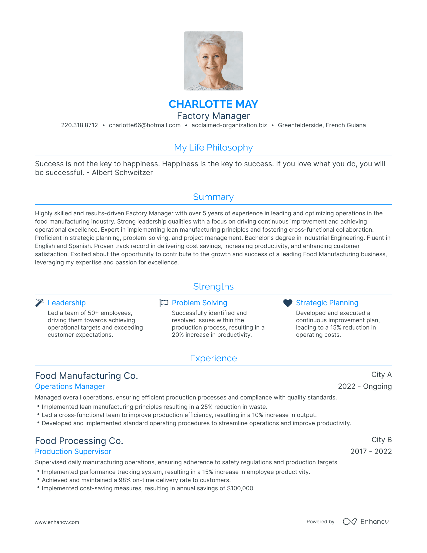 Modern Factory Manager Resume Example Resume Example