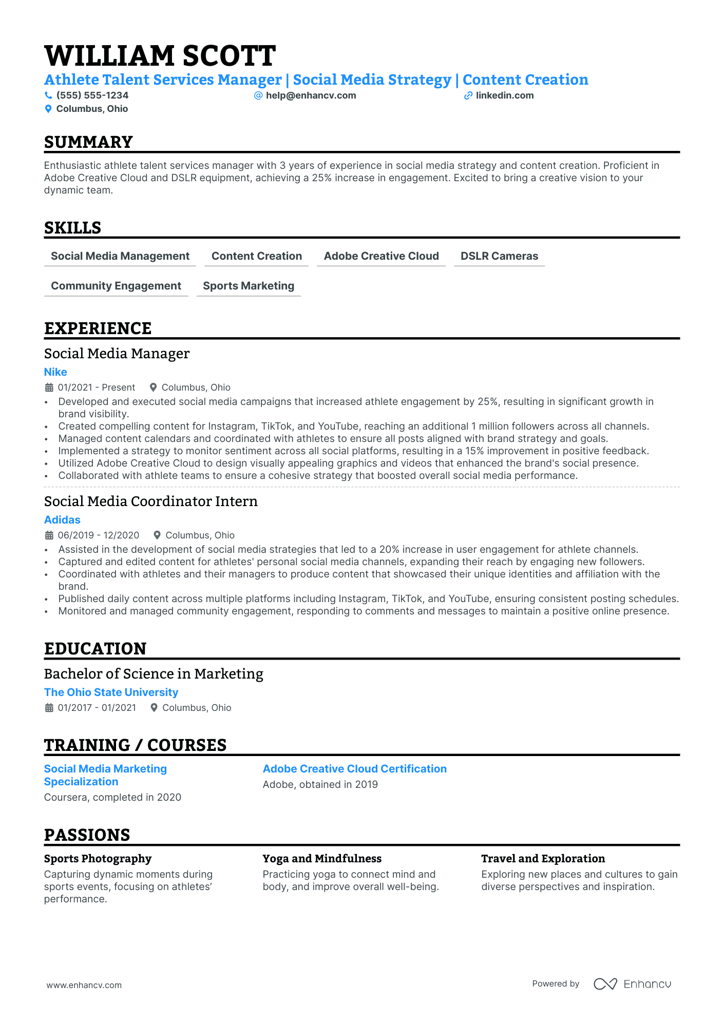 Social Media Content Producer resume example