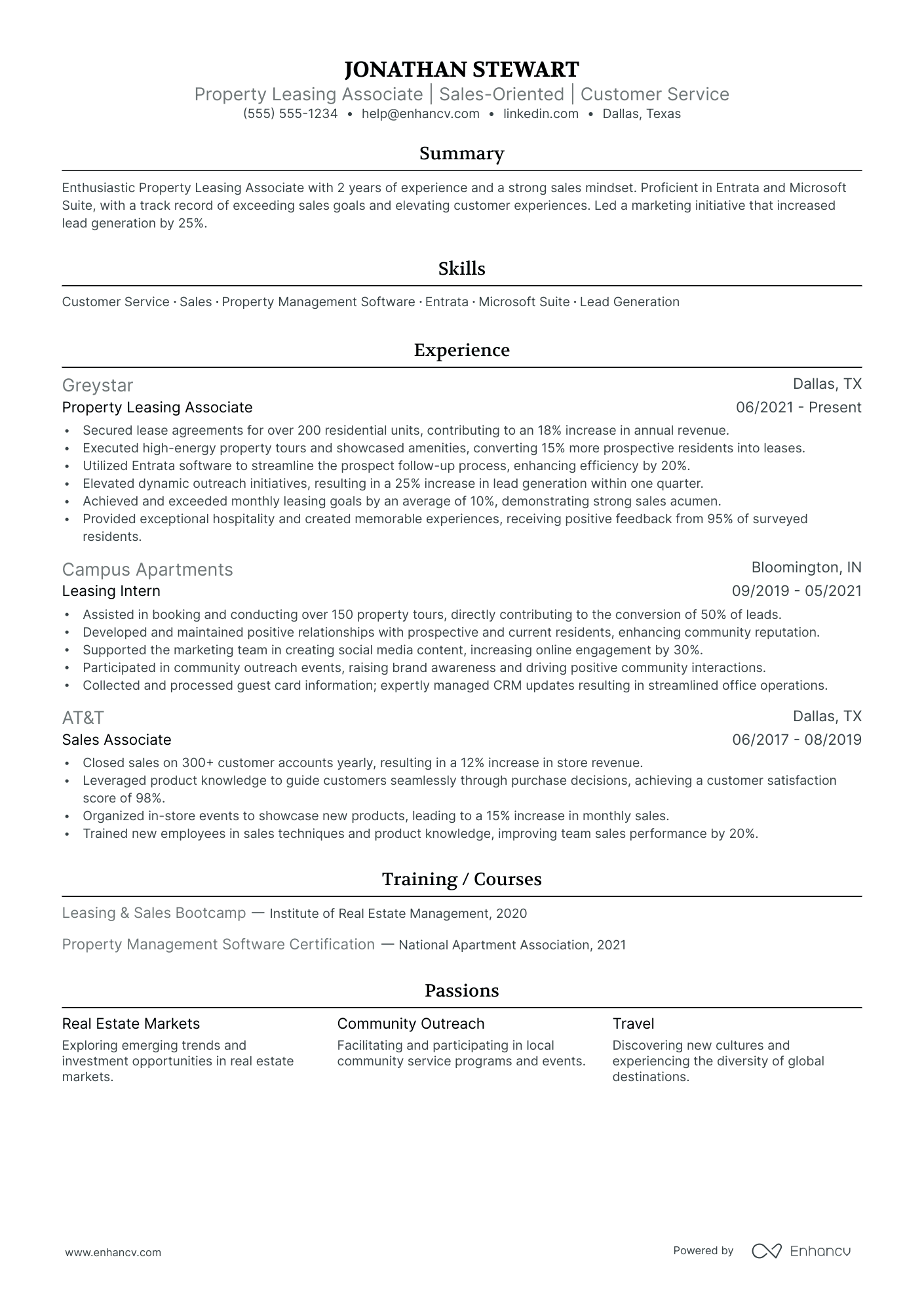 Associate Leasing Agent Resume Example Resume Example