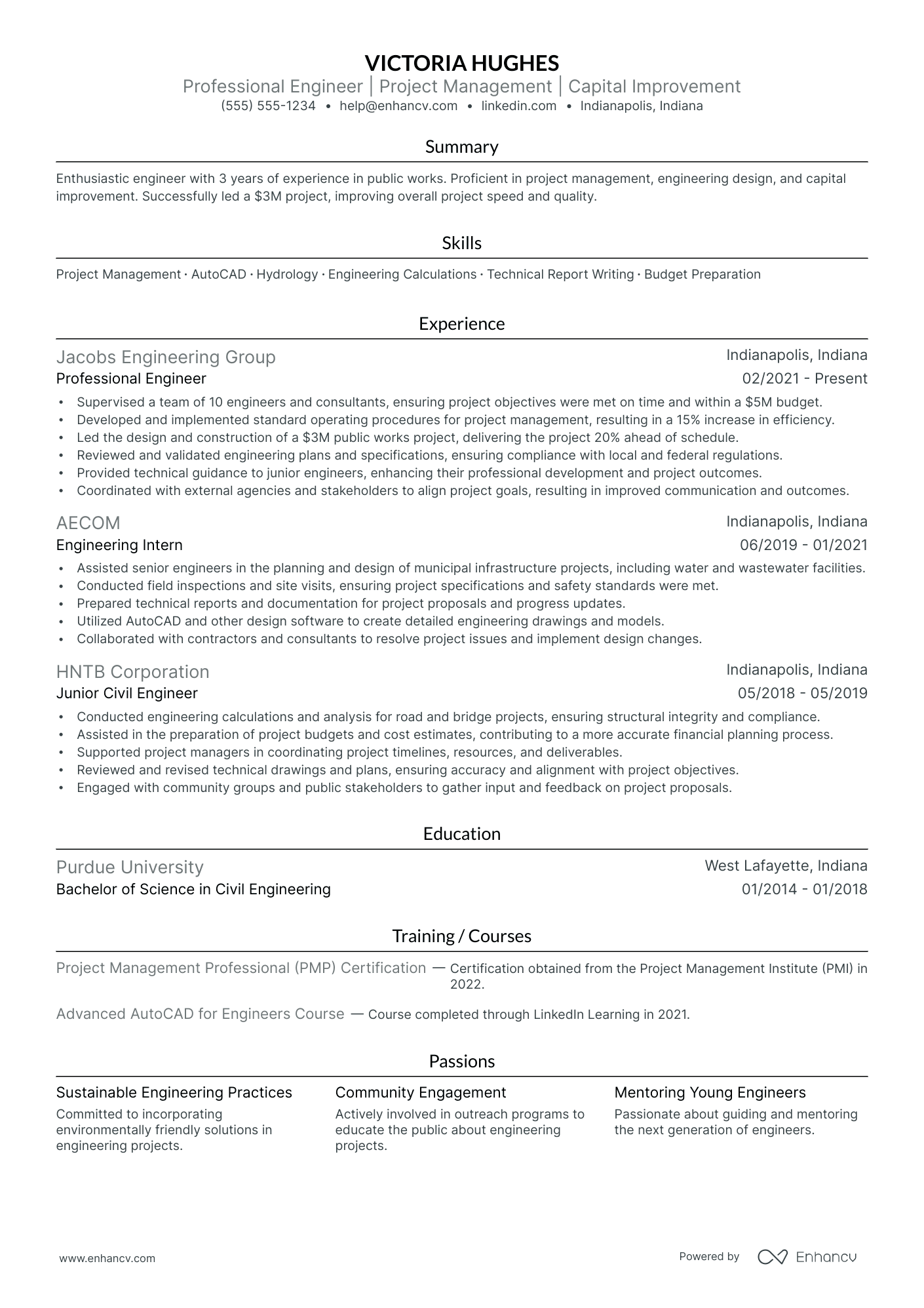 Senior Civil Engineer resume example