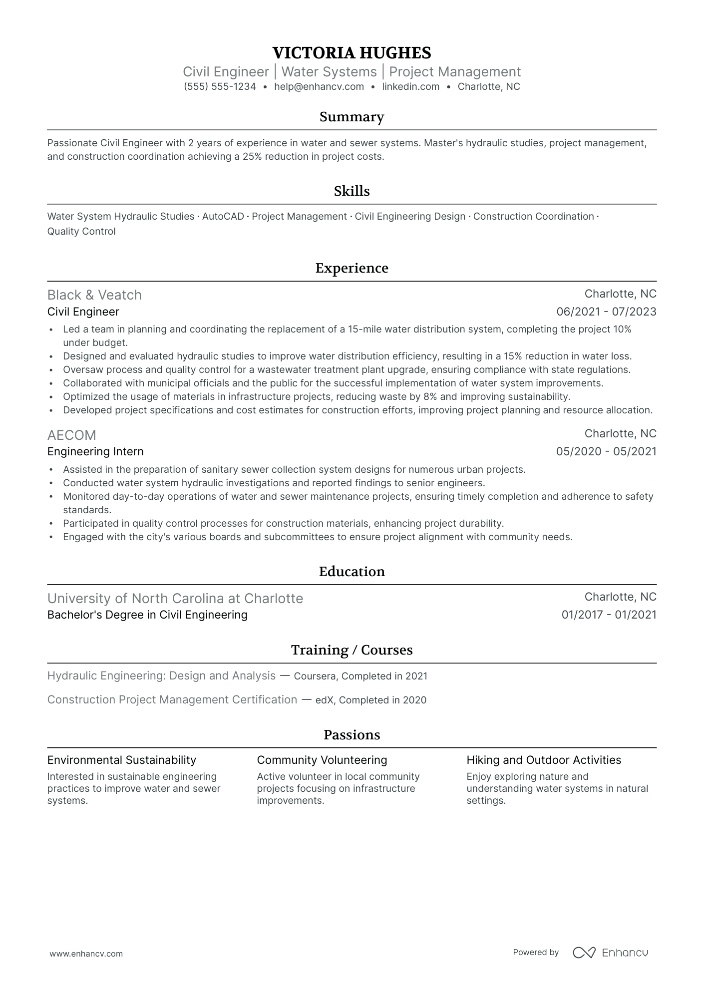 Civil Engineer Planner resume example