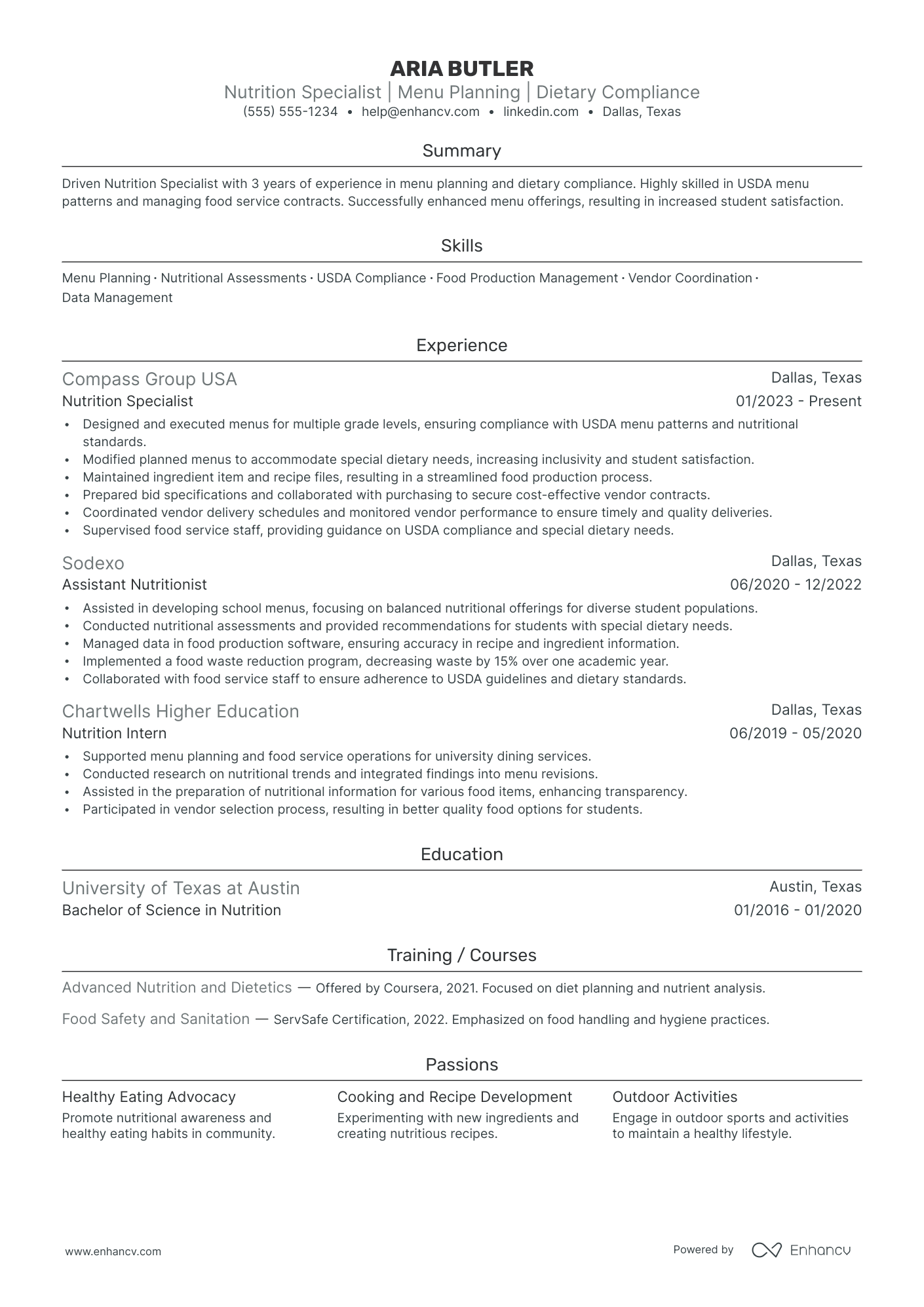 Sports Nutrition Dietician resume example