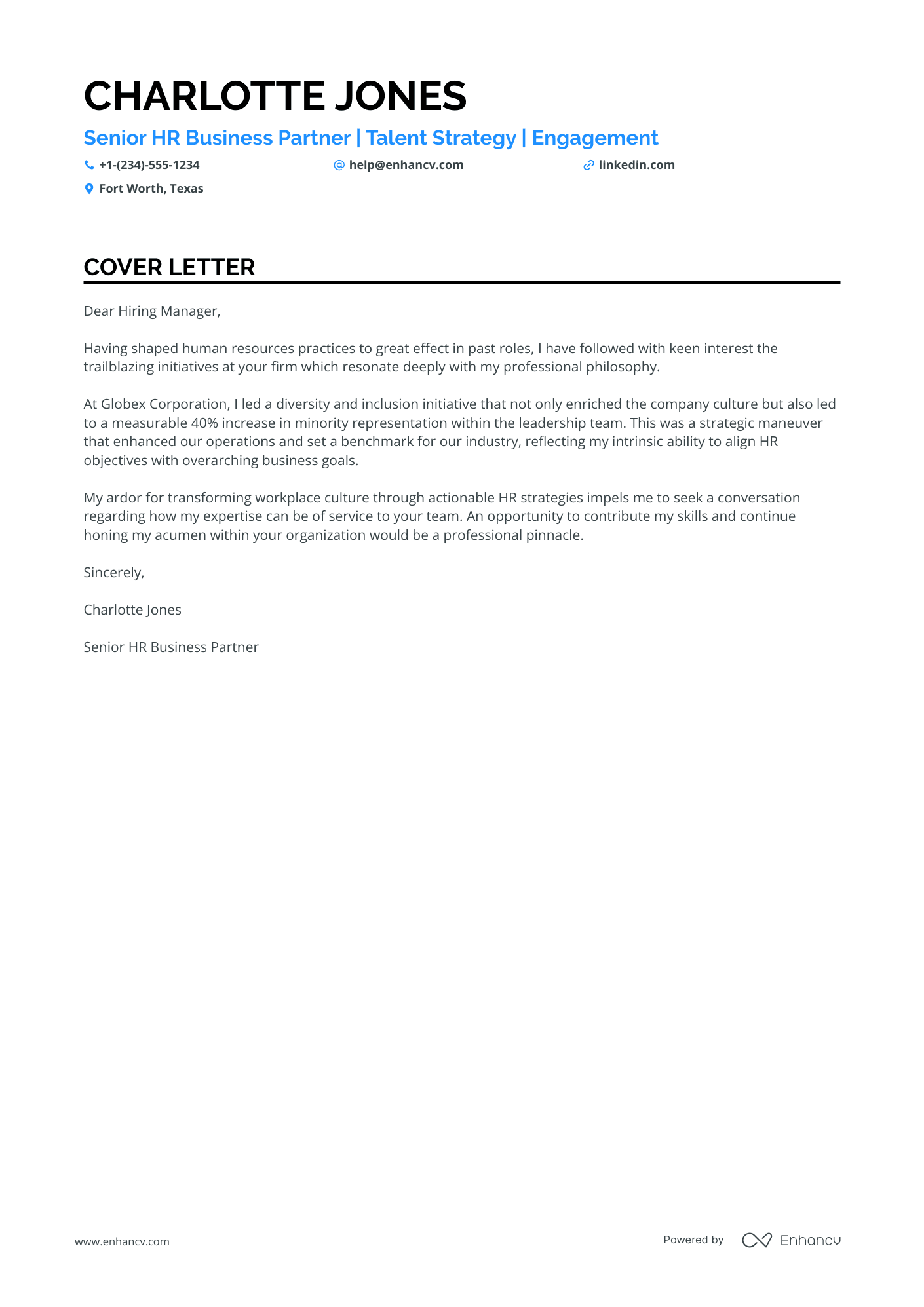 HR cover letter