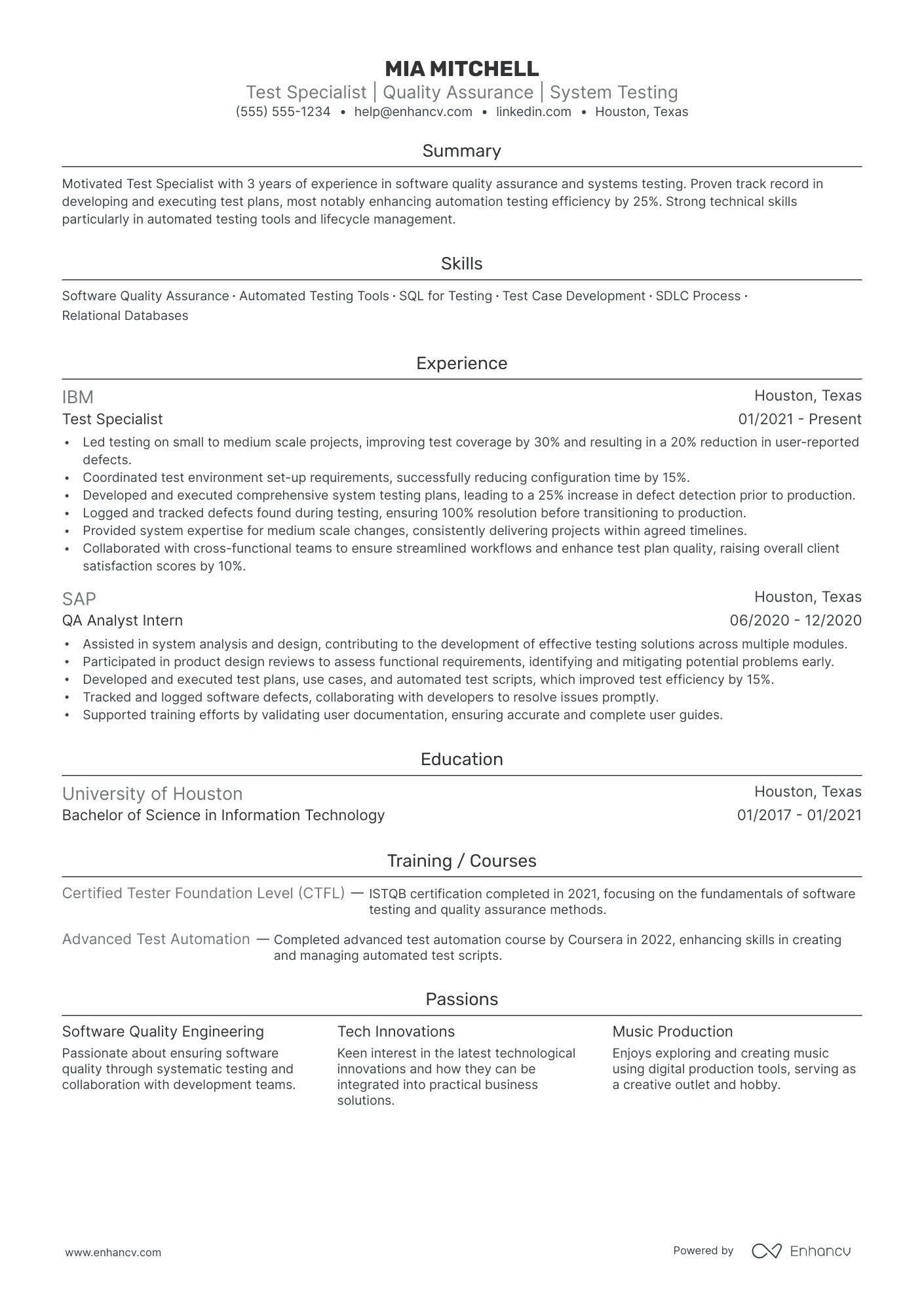 Manual Usability Tester resume example