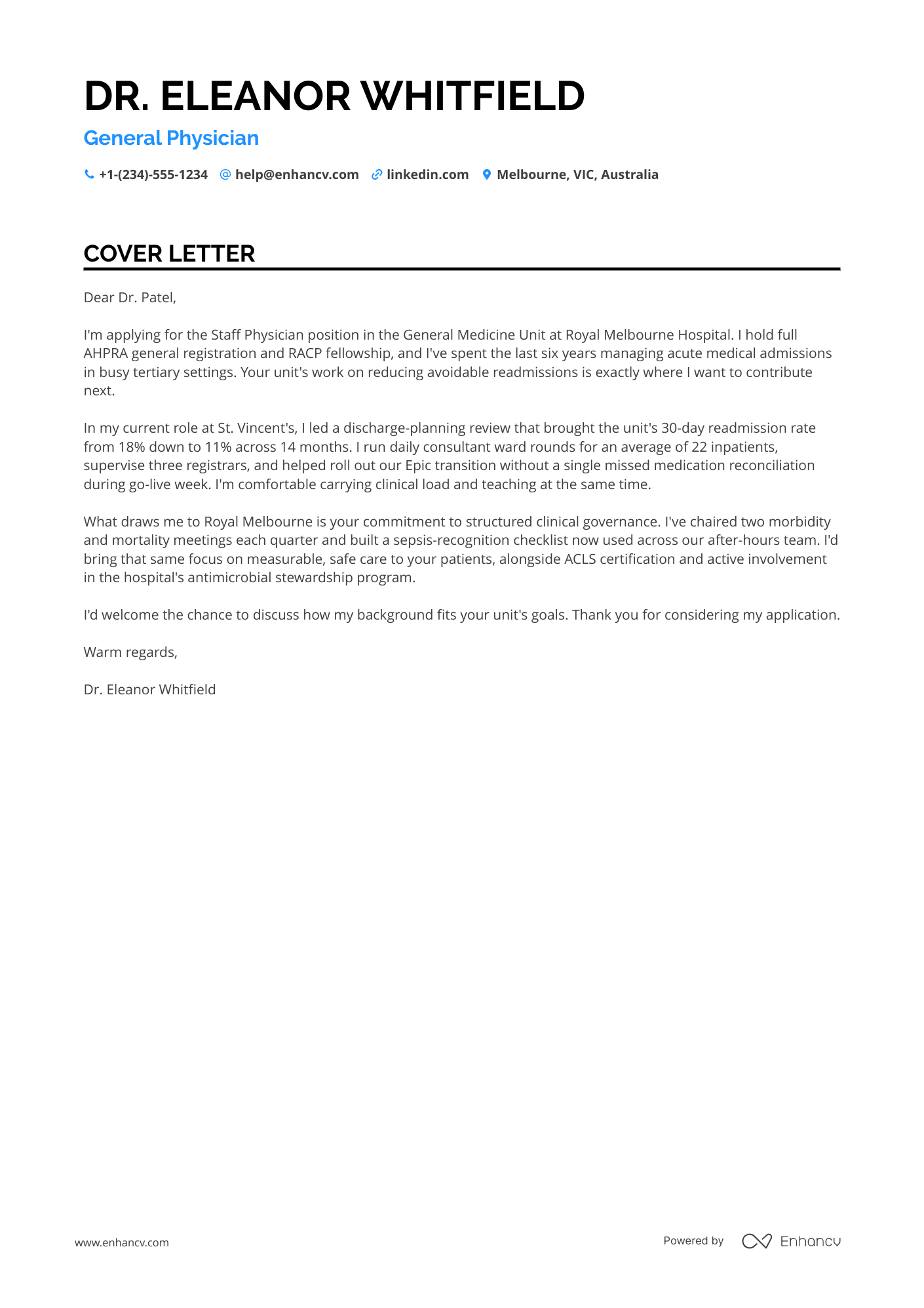 Doctor cover letter
