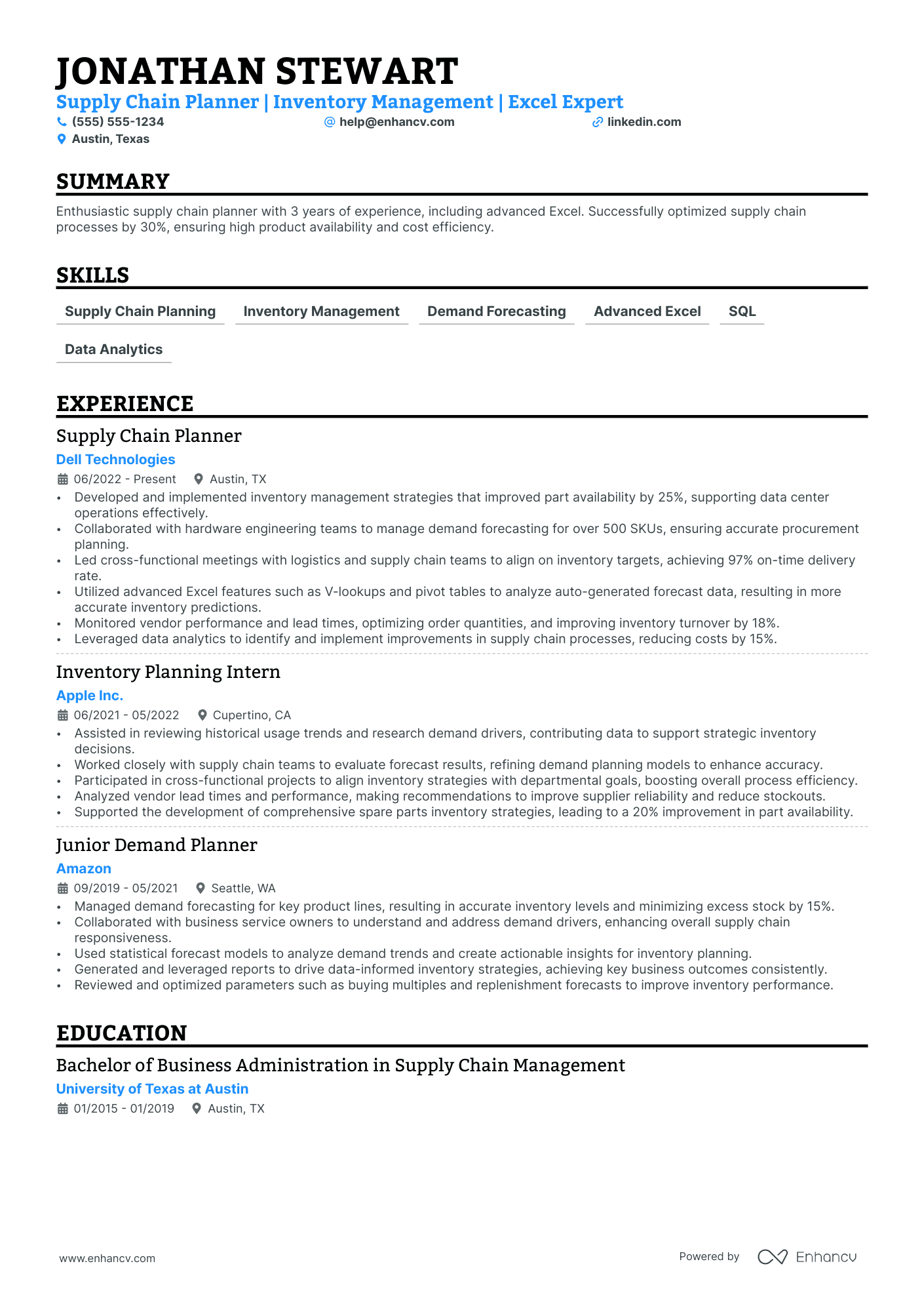 Supply Chain Manager - Inventory Resume Example Resume Example