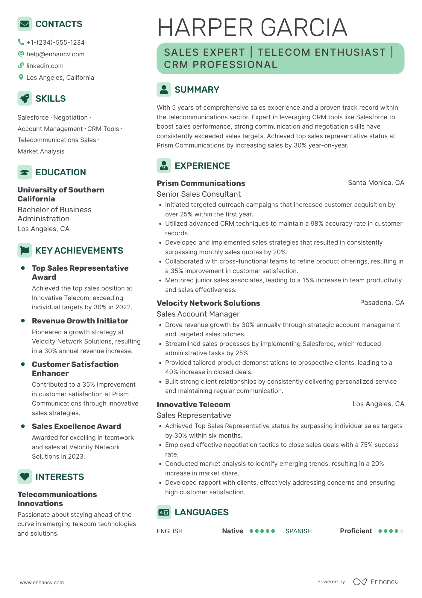 Phone Sales resume example