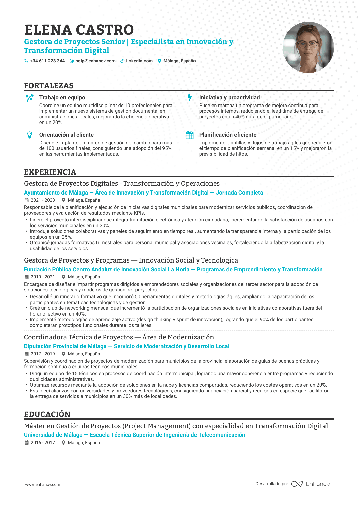 Una columna — Plantillas de CV