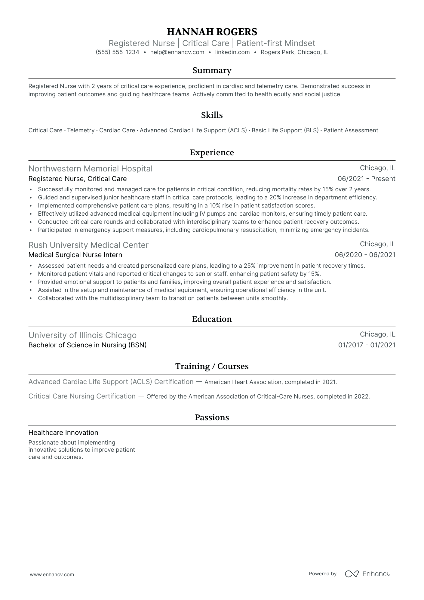 Travel Nurse resume example