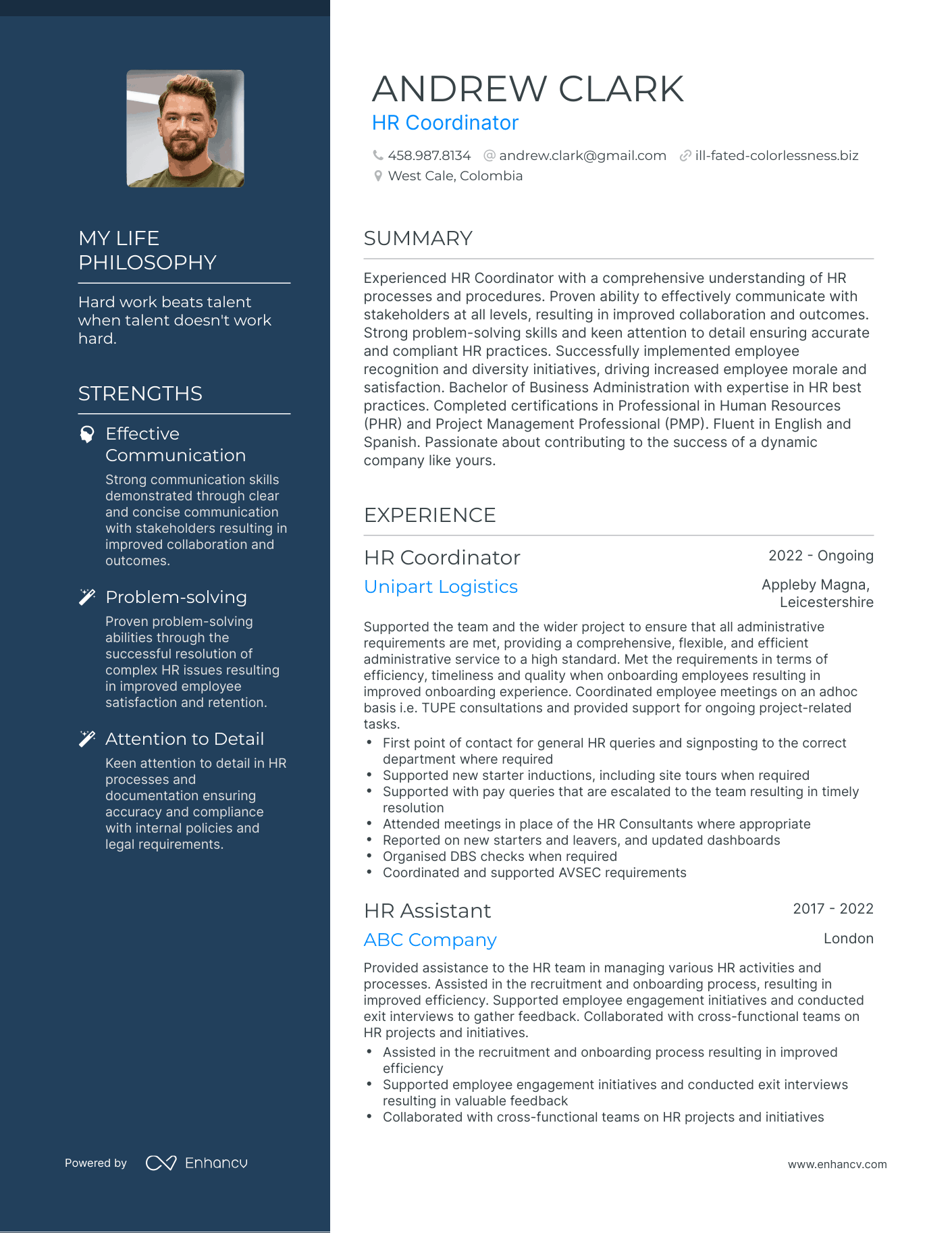 HR Coordinator resume example