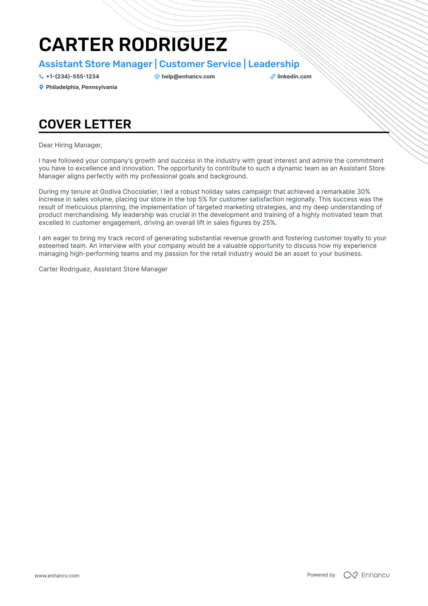 Deputy Manager cover letter