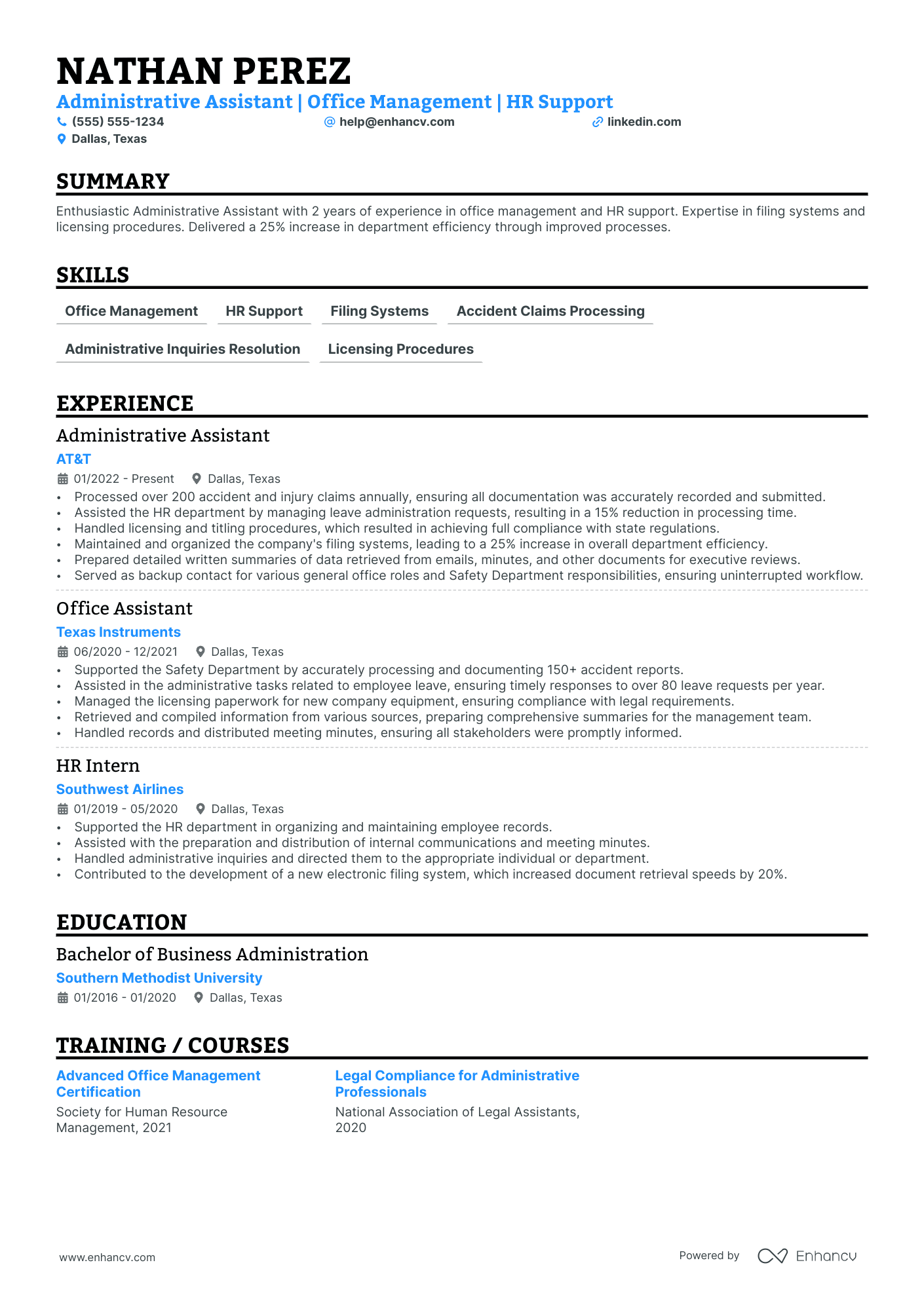 Office Administrative Assistant resume example