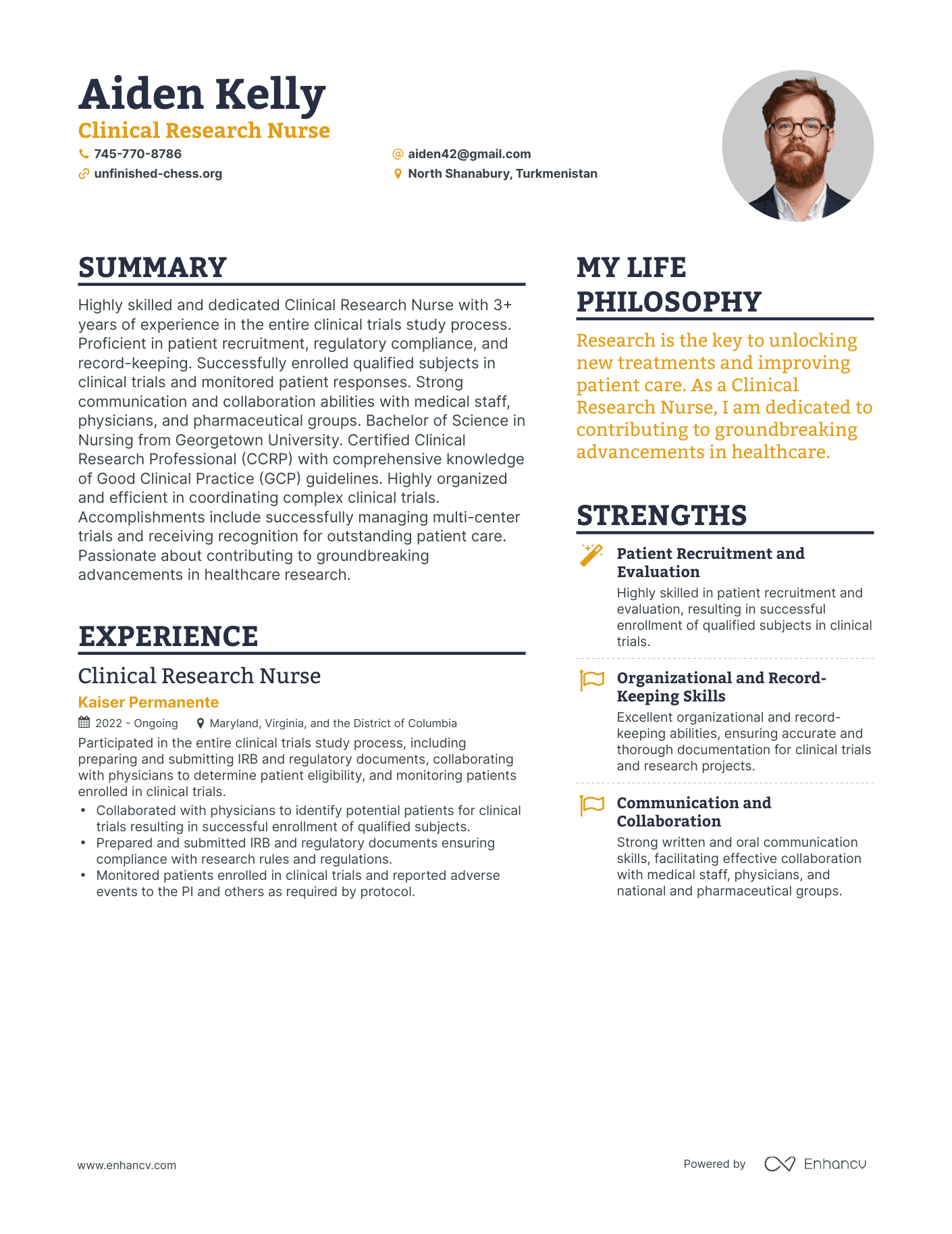 Modern Clinical Research Nurse Resume Example