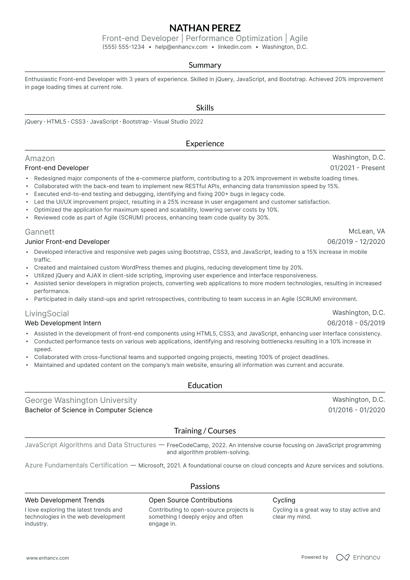 Front End Systems Developer resume example