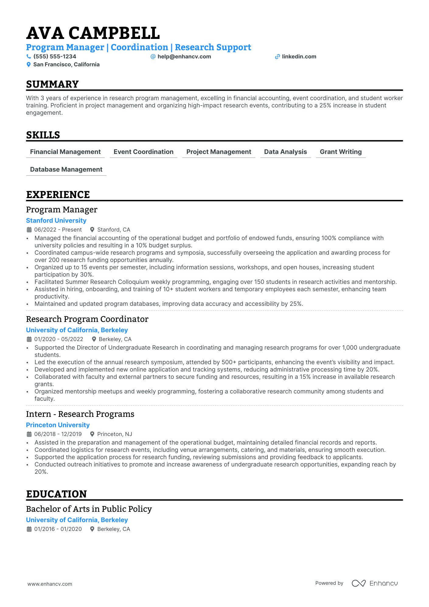 Tableau Project Manager resume example