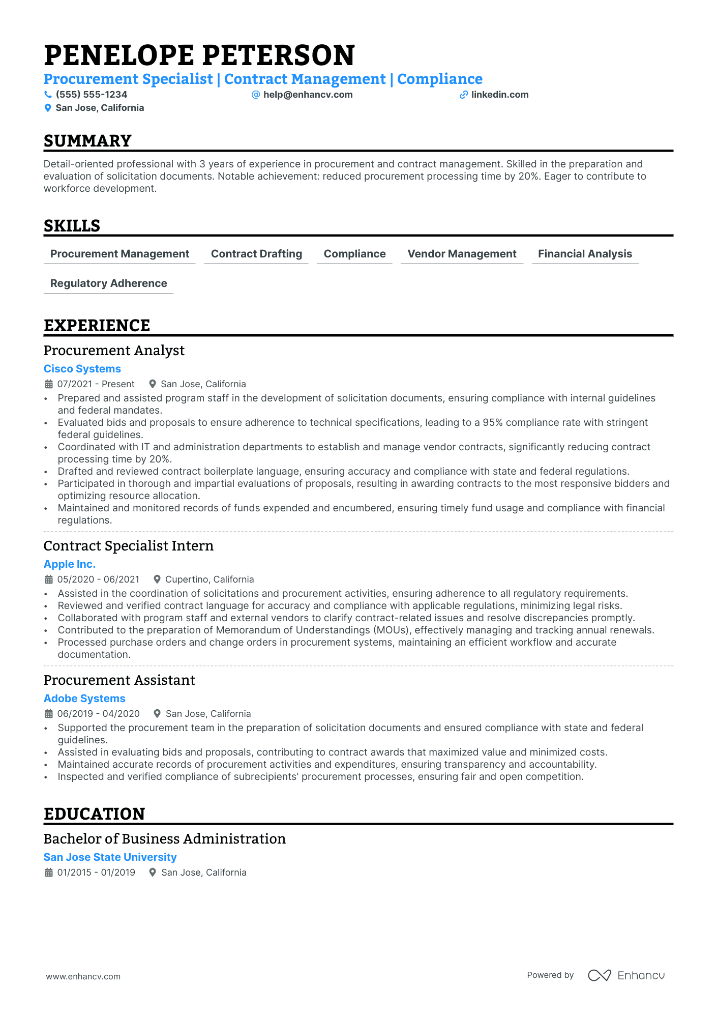 Procurement resume example