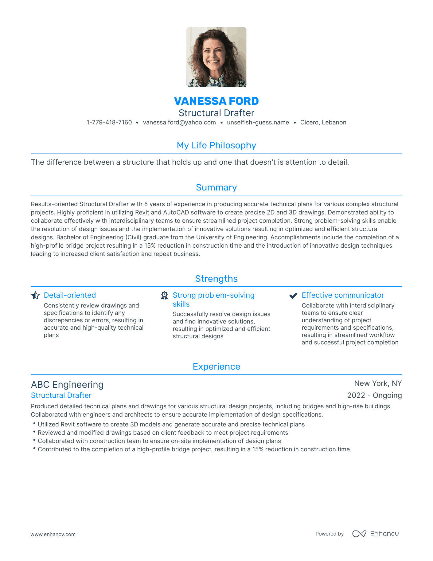 Modern Structural Drafter Resume Example