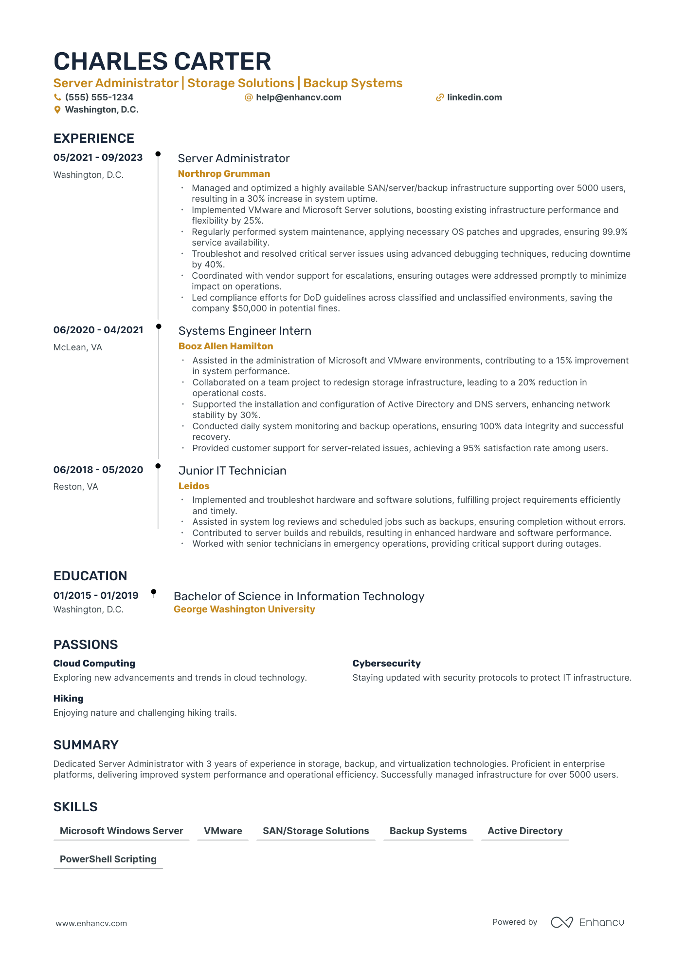 Senior Computer Hardware Engineer resume example