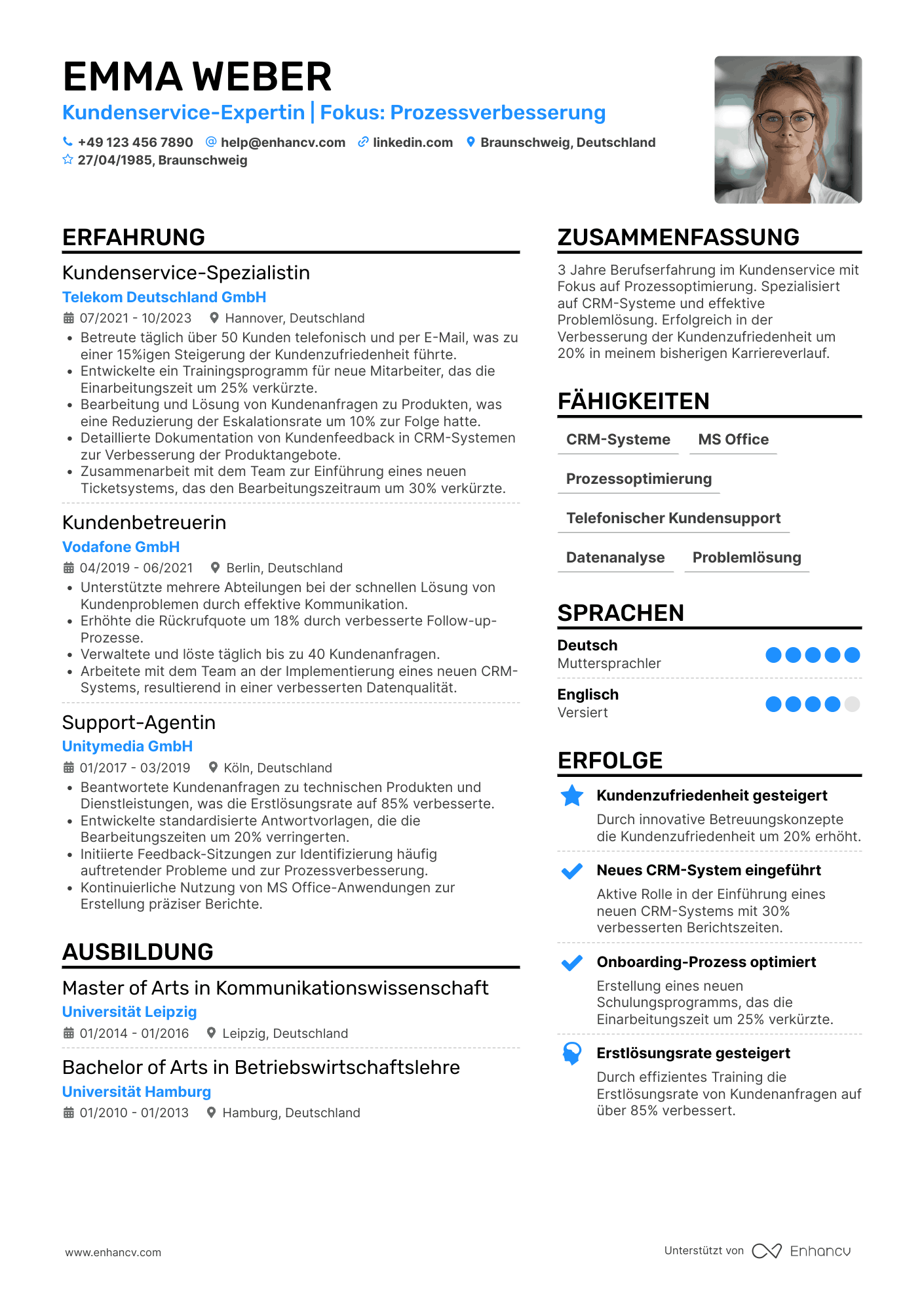 Kundenservice CV