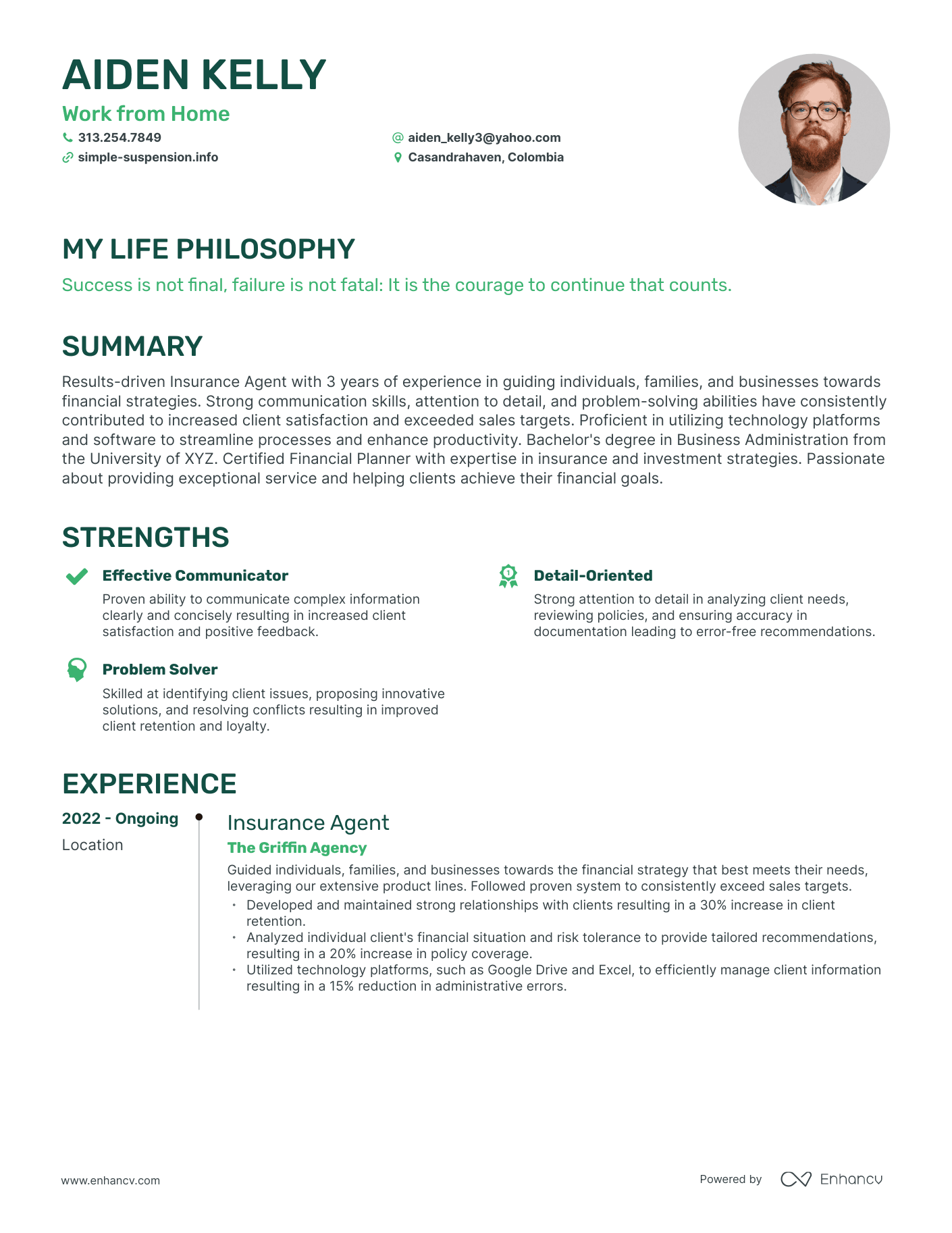 Creative Work from Home Resume Example
