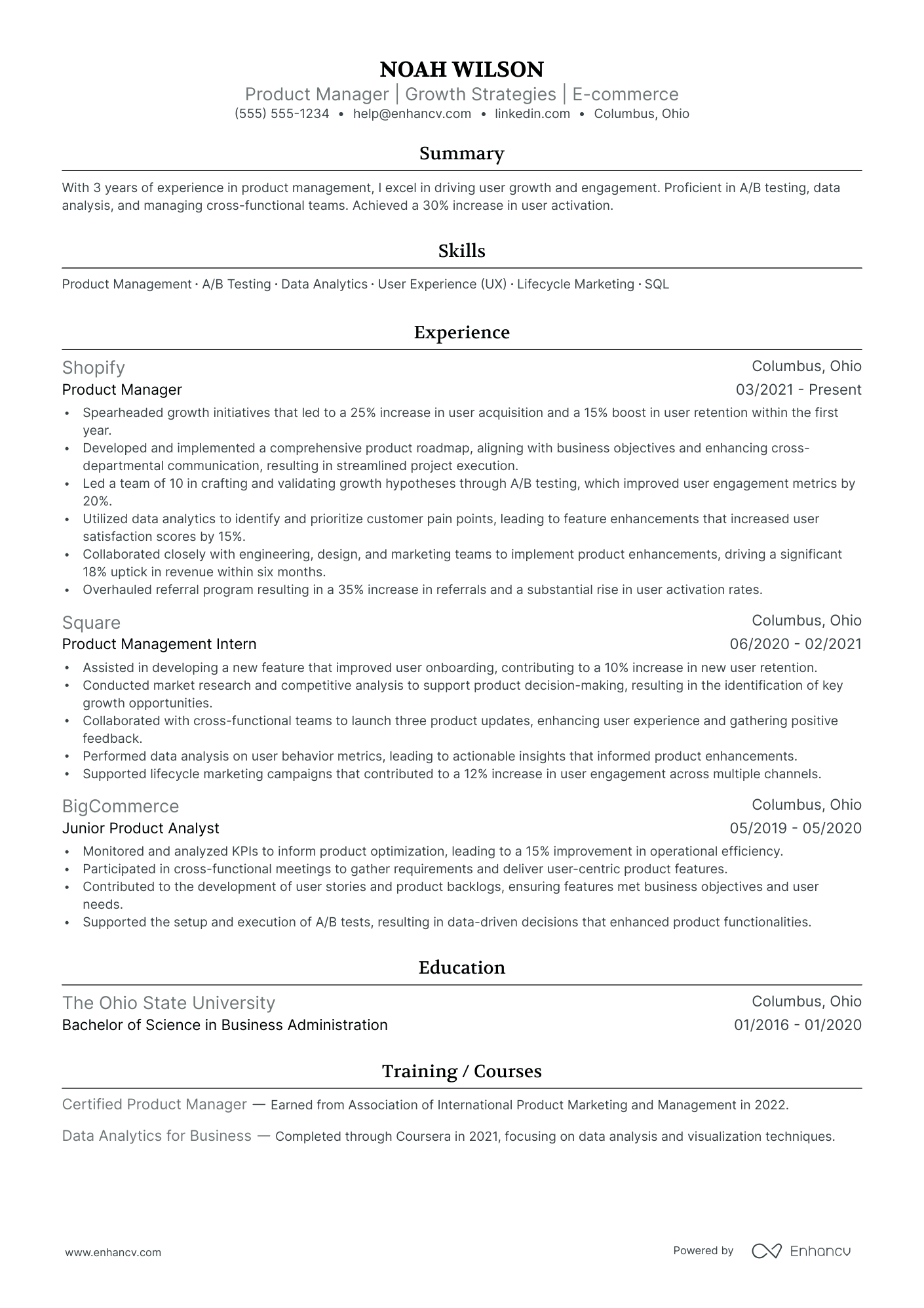 Global Head of Growth resume example