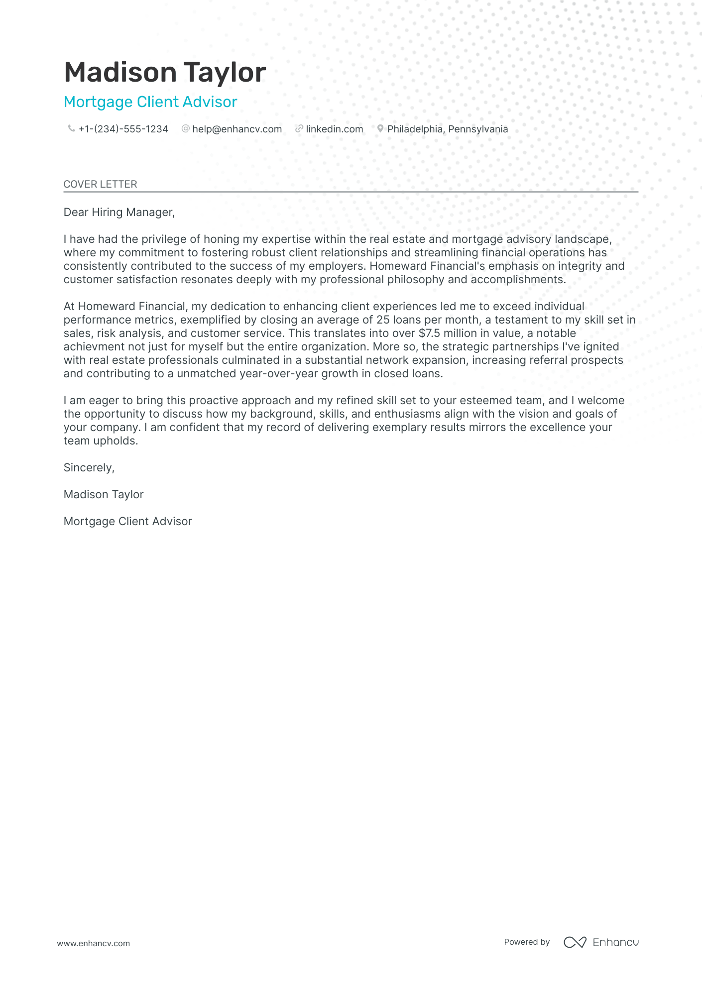 Loan Officer cover letter