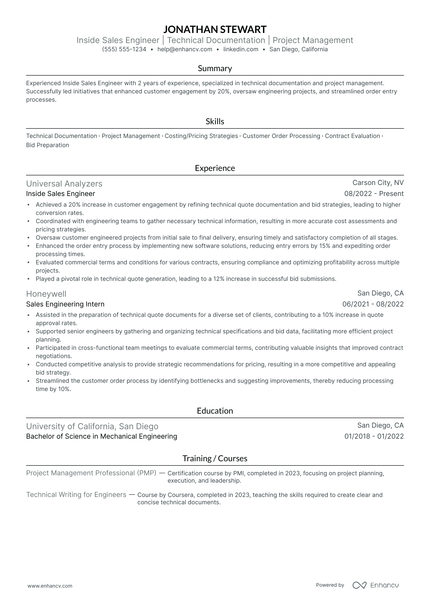 Inside Sales Manager resume example