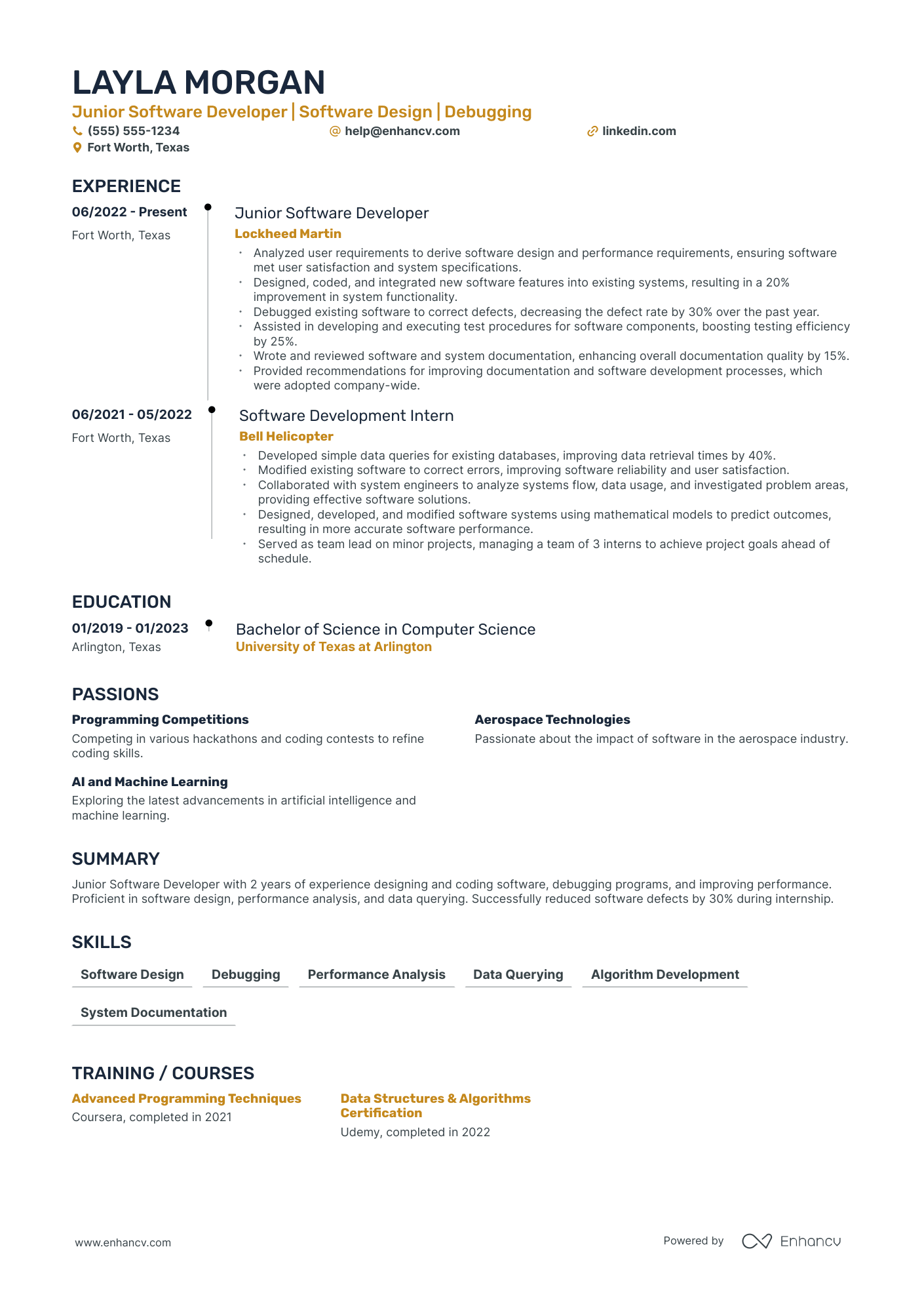 Tableau Software Engineer resume example