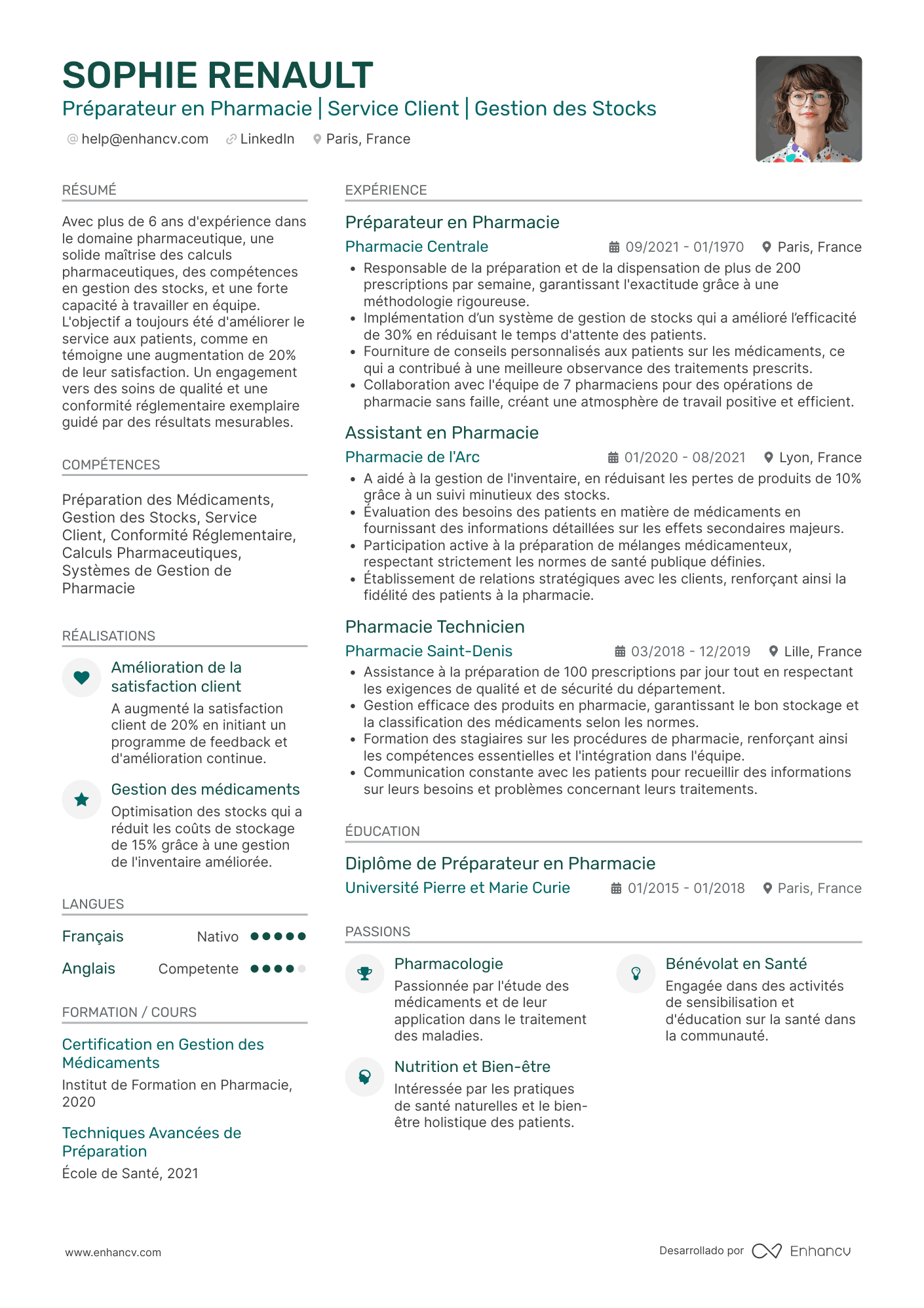 preparateur en pharmacie CV