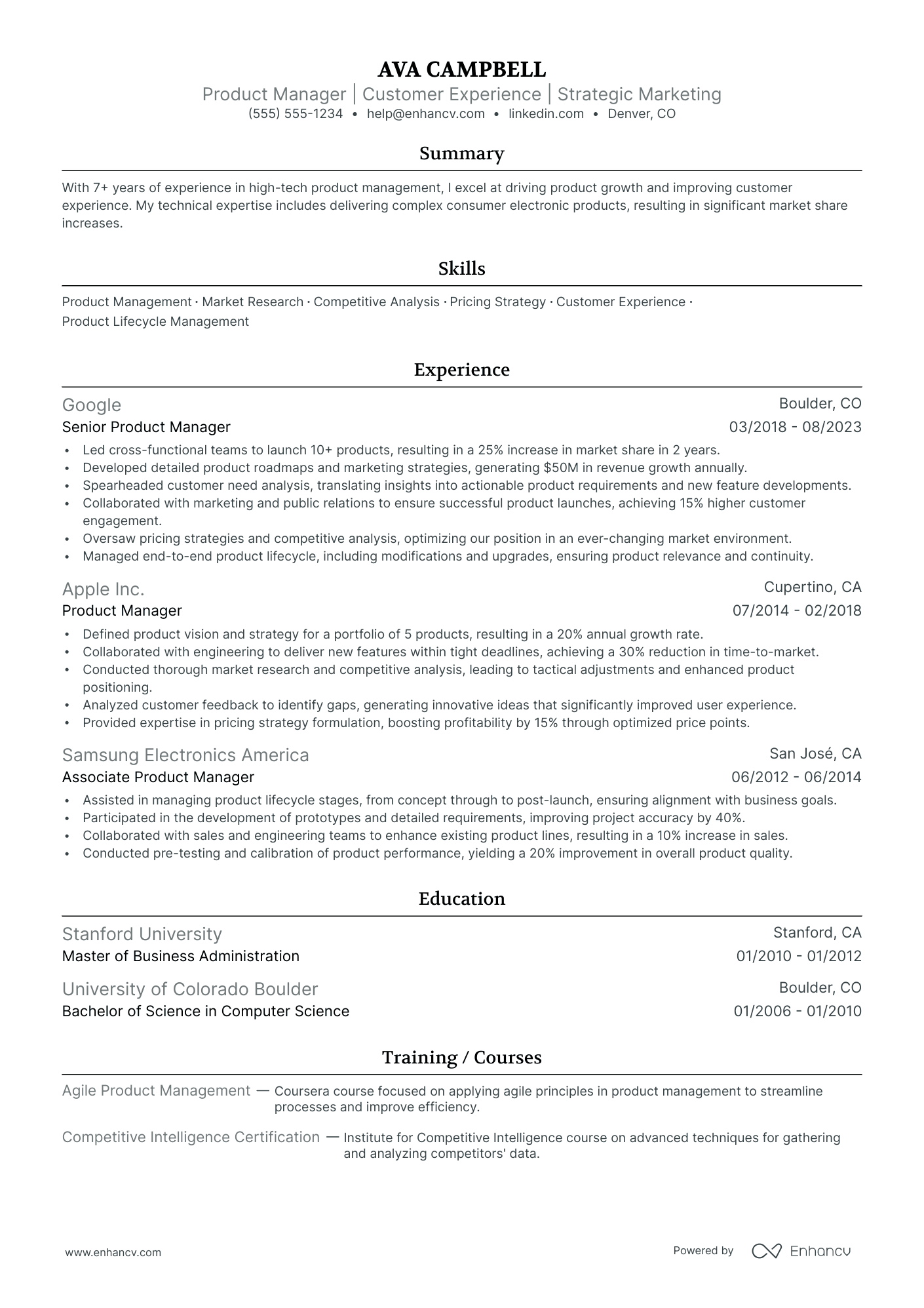 Junior Product Manager resume example